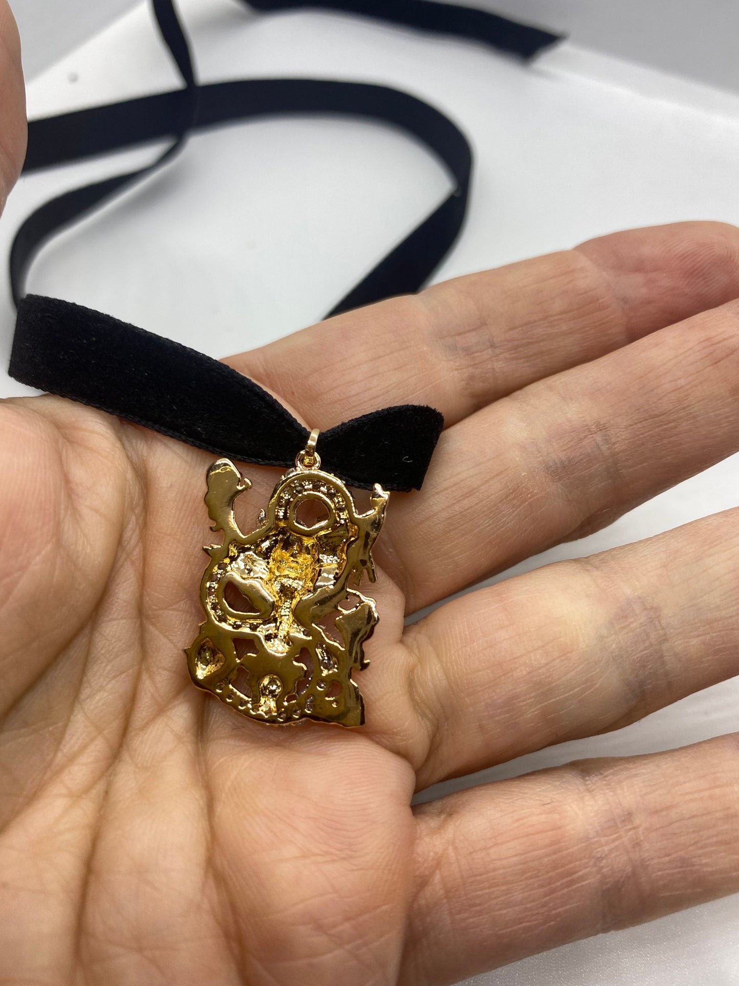 Vintage Handmade Golden Stainless Steel Gothic Celtic Dragon Pendant Necklace