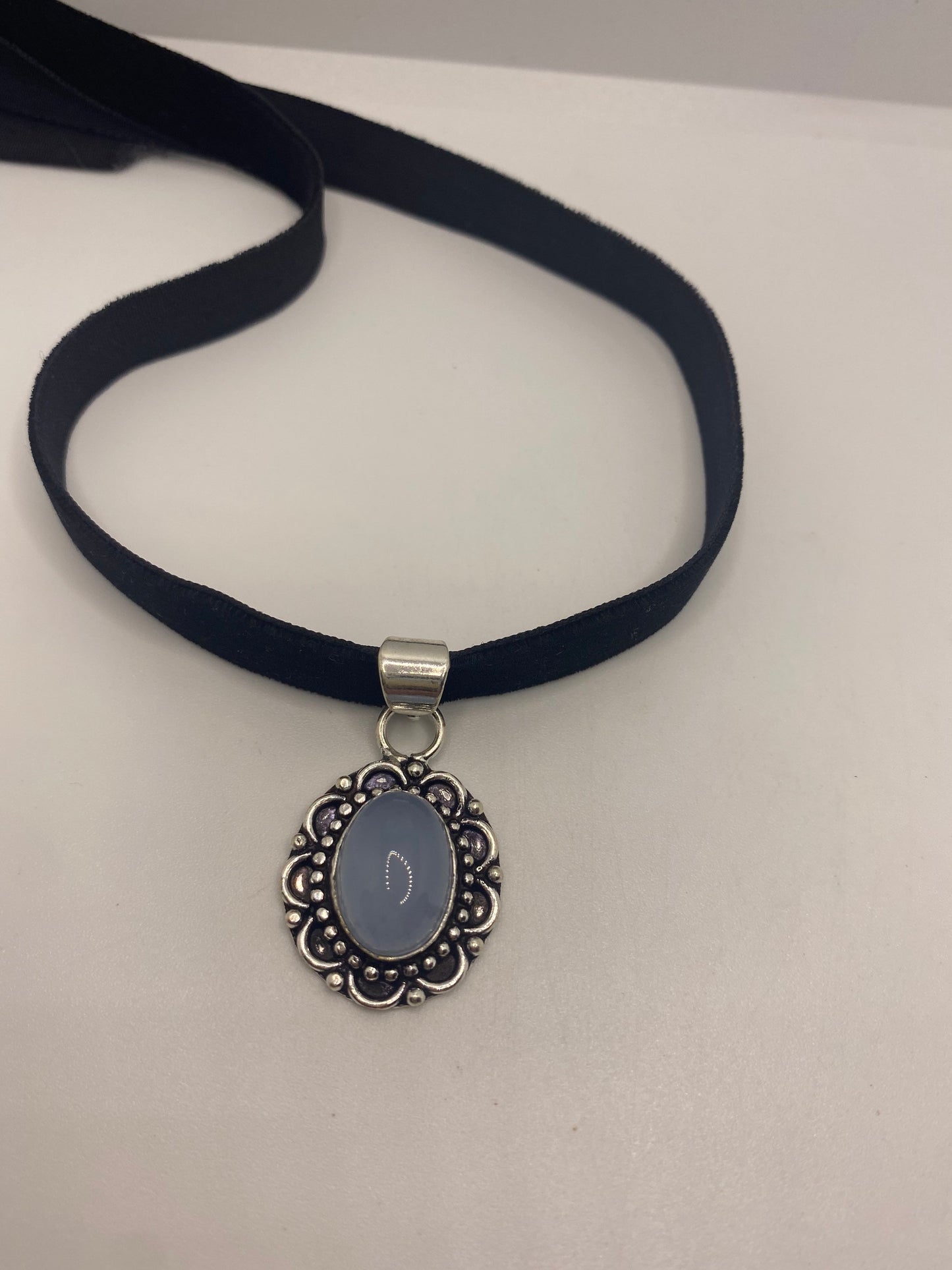 Vintage Blue chalcedony Choker Necklace
