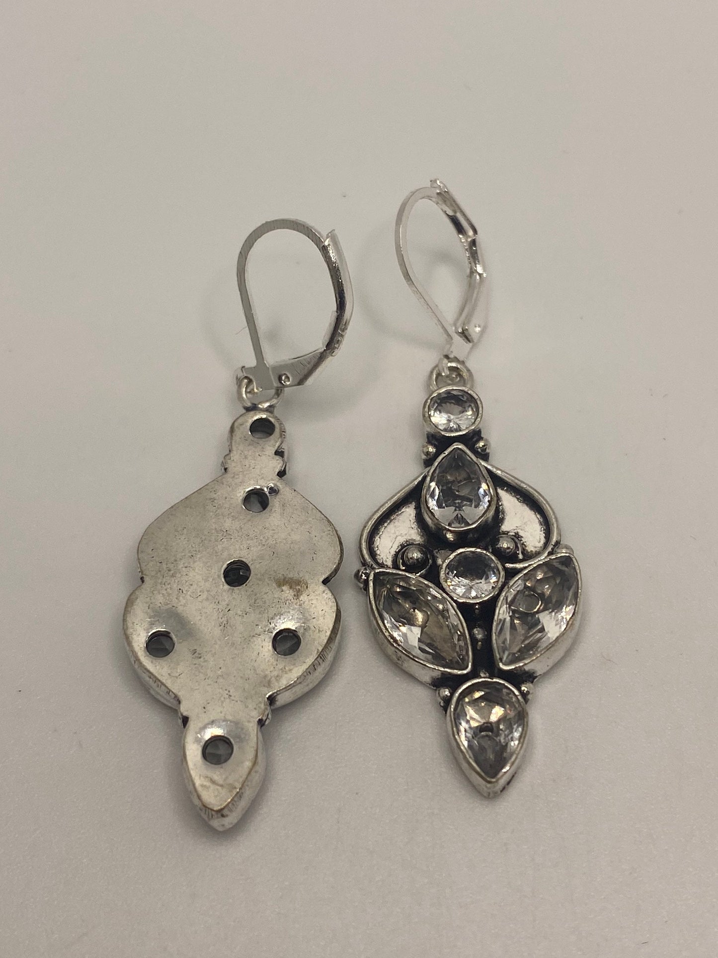 Vintage Clear Quartz Earrings 925 Sterling Silver