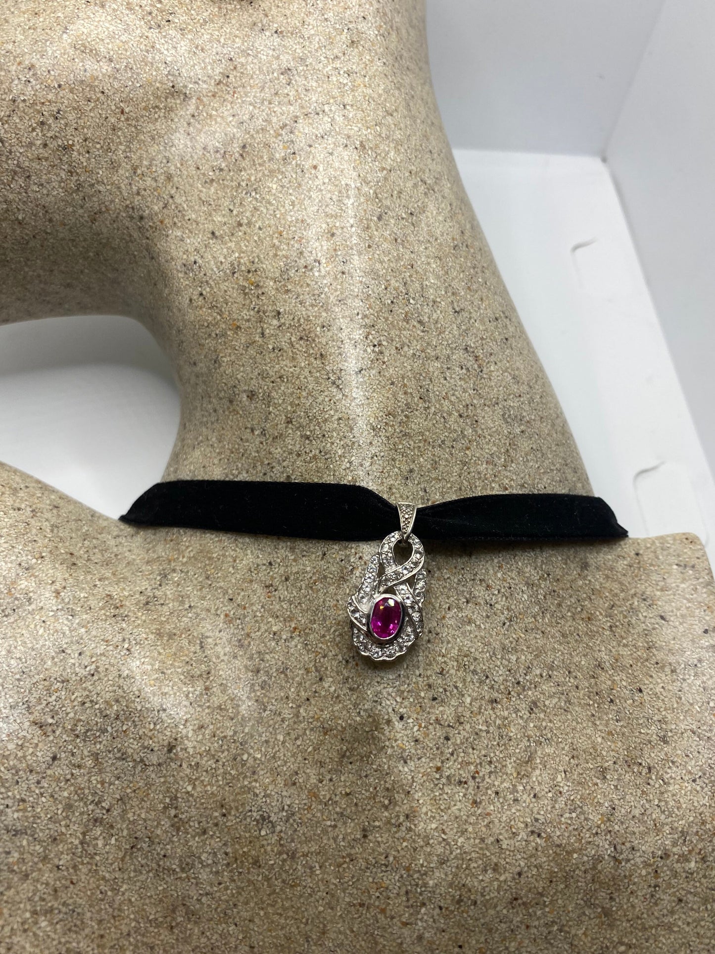 Vintage Handmade 925 Sterling Silver Gold Ruby Pendant