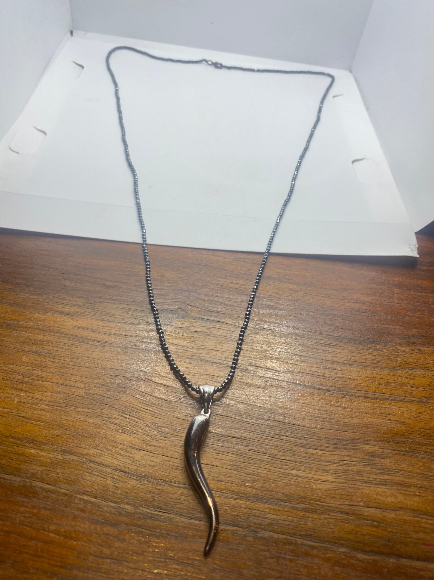 Vintage Faceted Hemetite beaded 30 inch Necklace