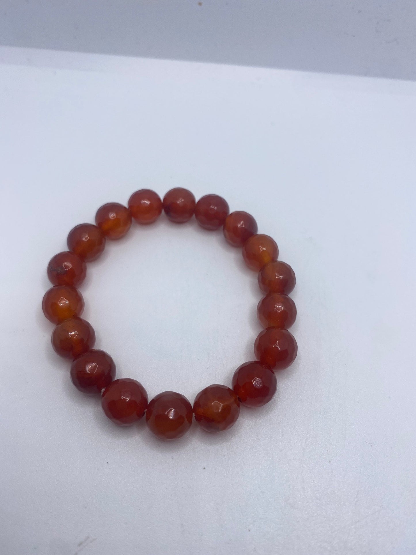 Vintage Faceted Carnelian Lucky Stretch Bracelet
