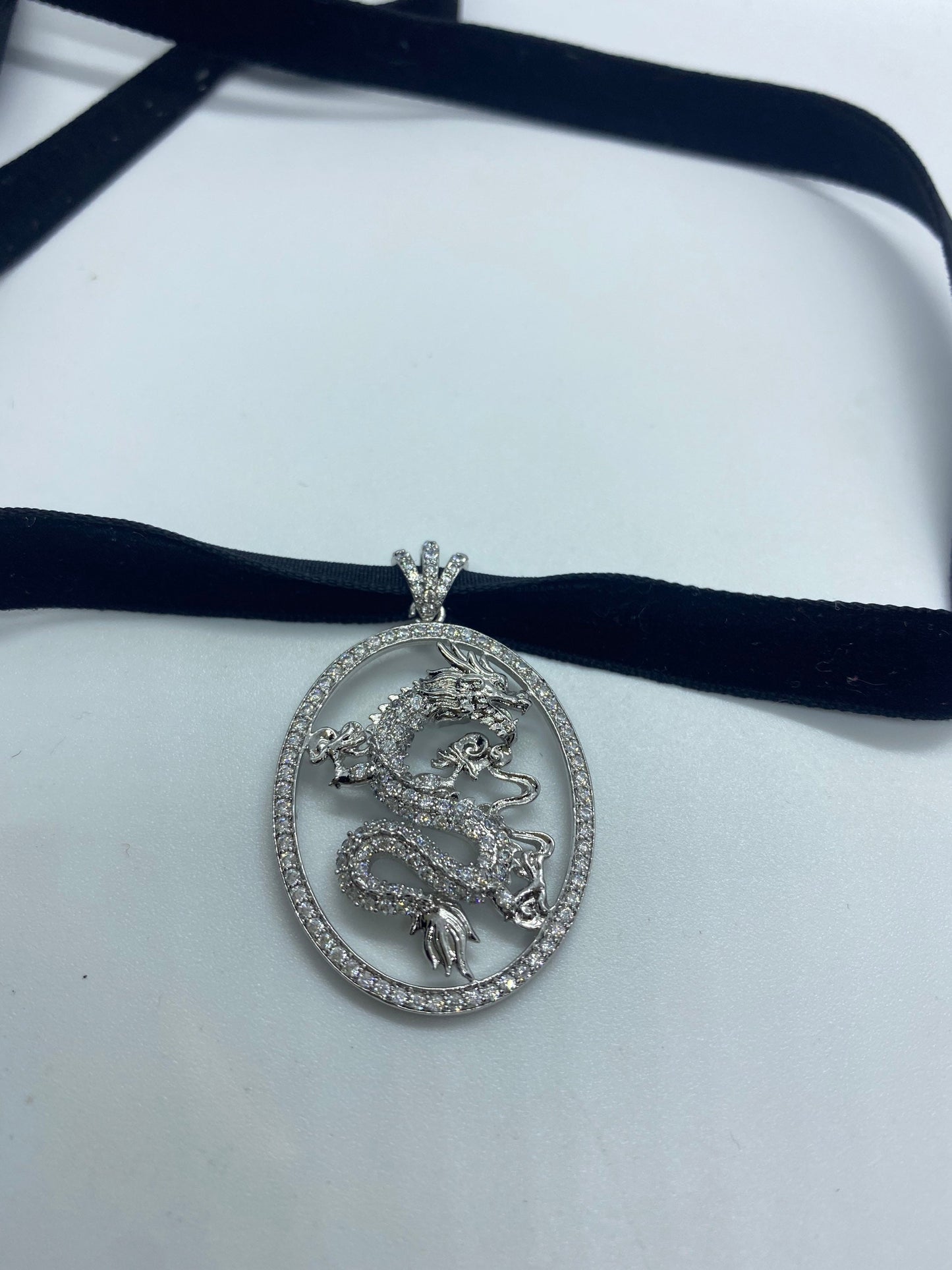 Vintage Silver Stainless Steel Gothic Celtic Dragon Pendant Necklace