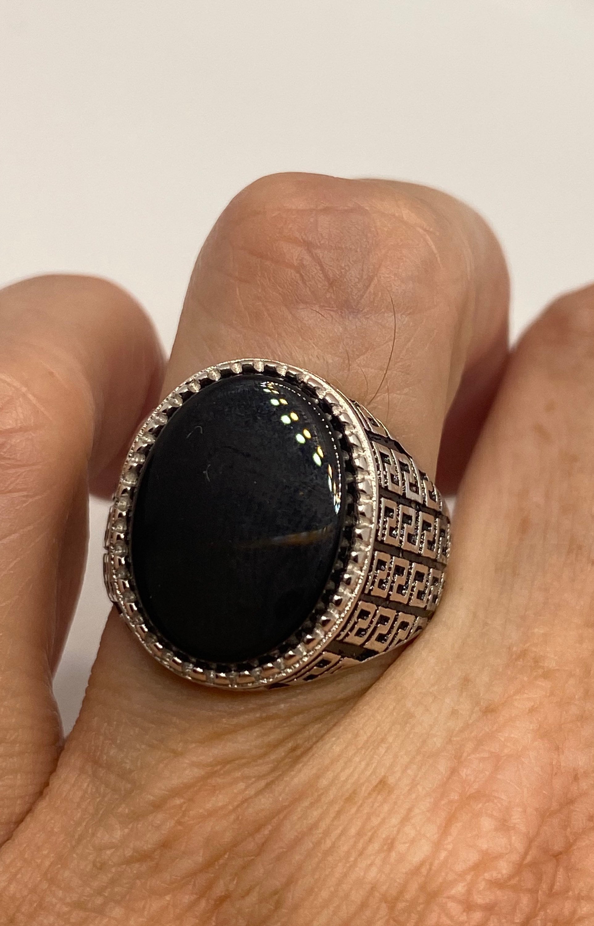 Vintage factory Sterling black onyx ring