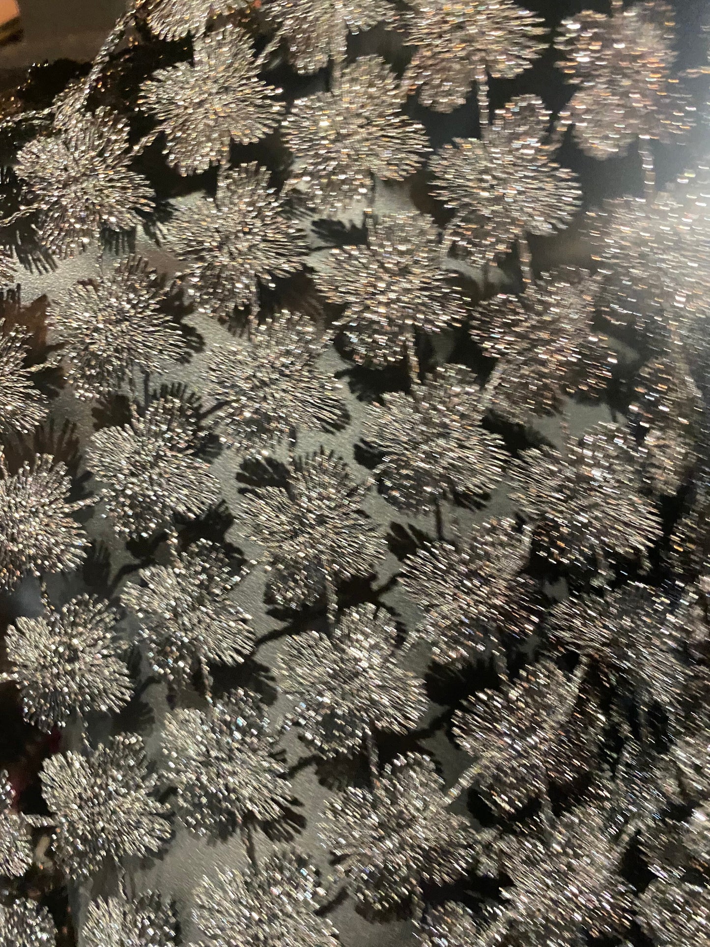 Vintage Styled Sheer Black Metallic Wrap Shawl