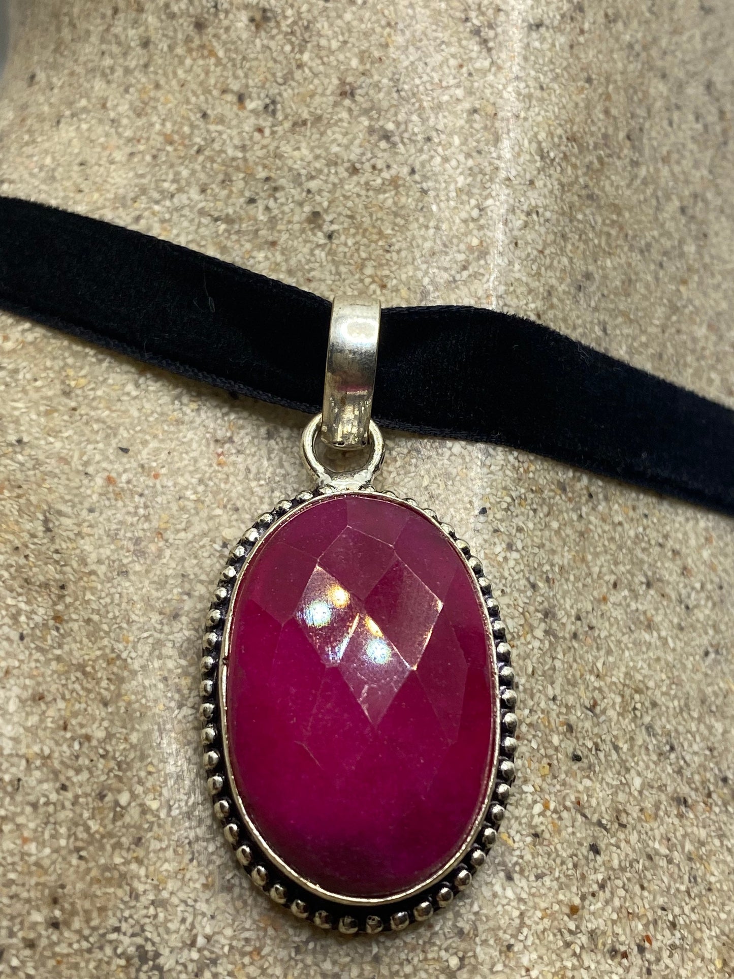 Vintage Antique Pink Raw Ruby Choker Necklace