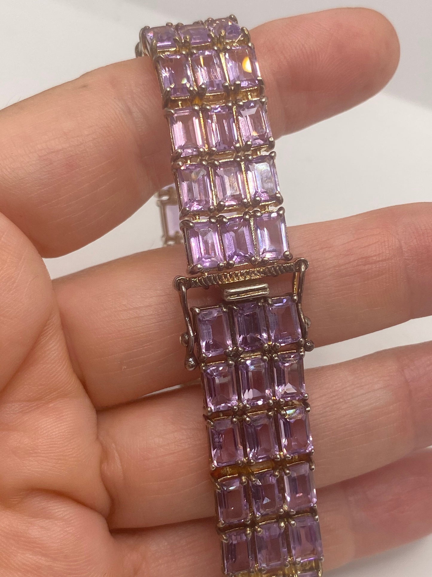 Vintage Purple Amethyst Bracelet in 925 Sterling Silver