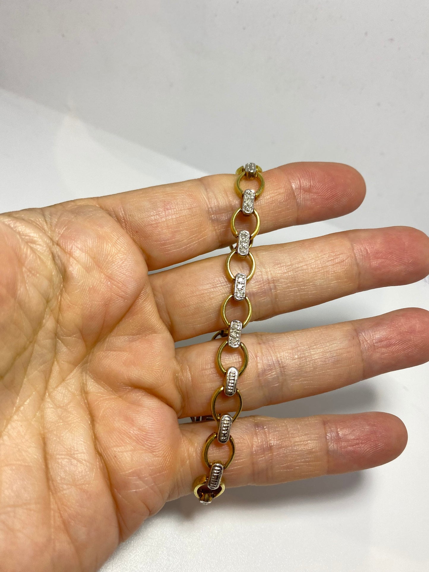 Vintage Diamond Bracelet Deco Gold 925 Sterling Silver
