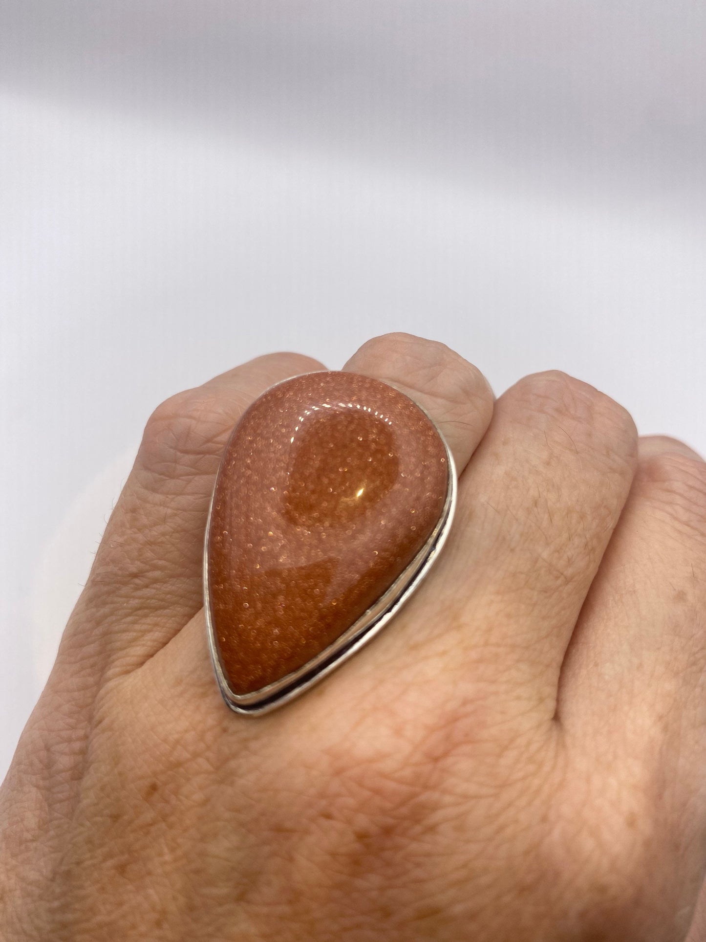 Vintage Goldstone Gold Sandstone Cocktail Ring