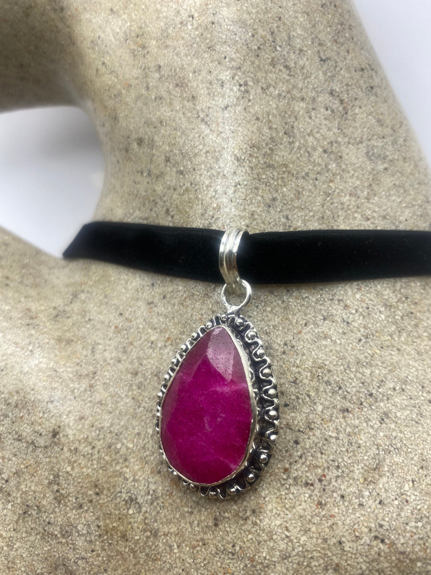 Vintage Antique Pink Raw Ruby Choker Necklace