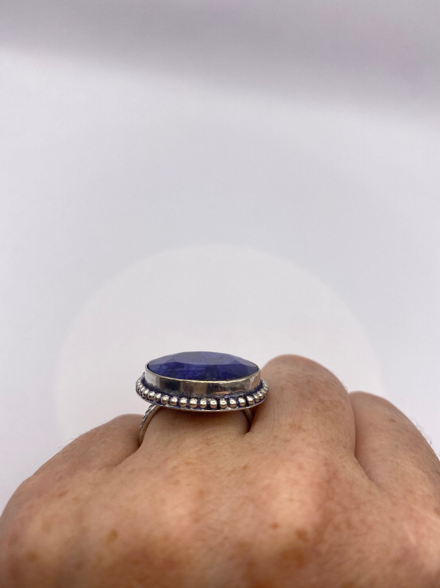 Vintage Blue Raw Sapphire Ring Boho Statement