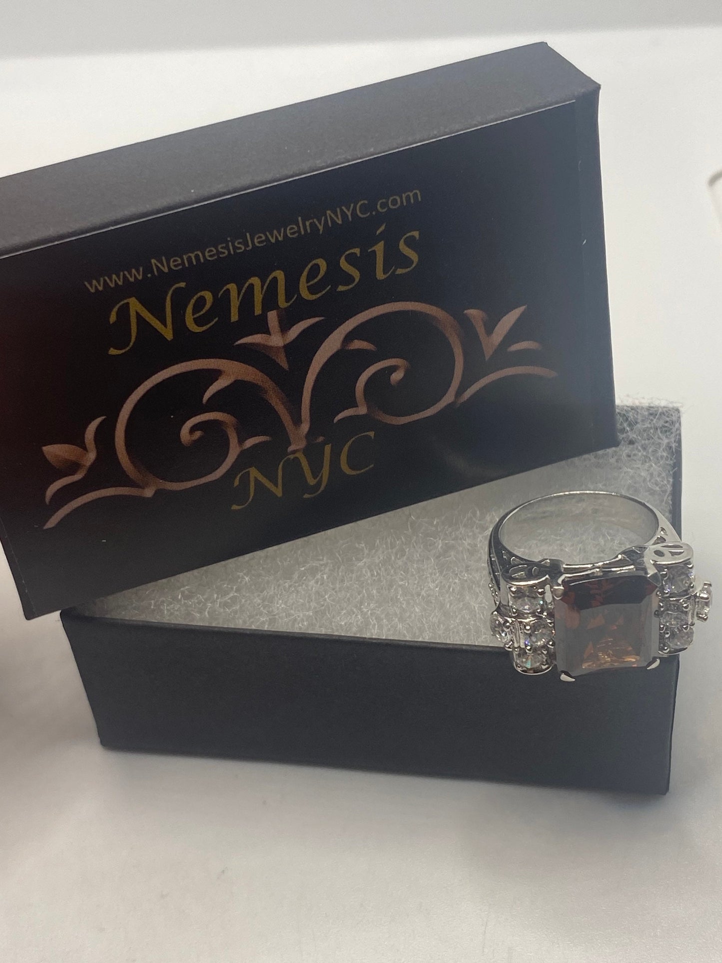 Vintage Ruby Cubic Zirconia Crystal 925 Sterling Silver Ring