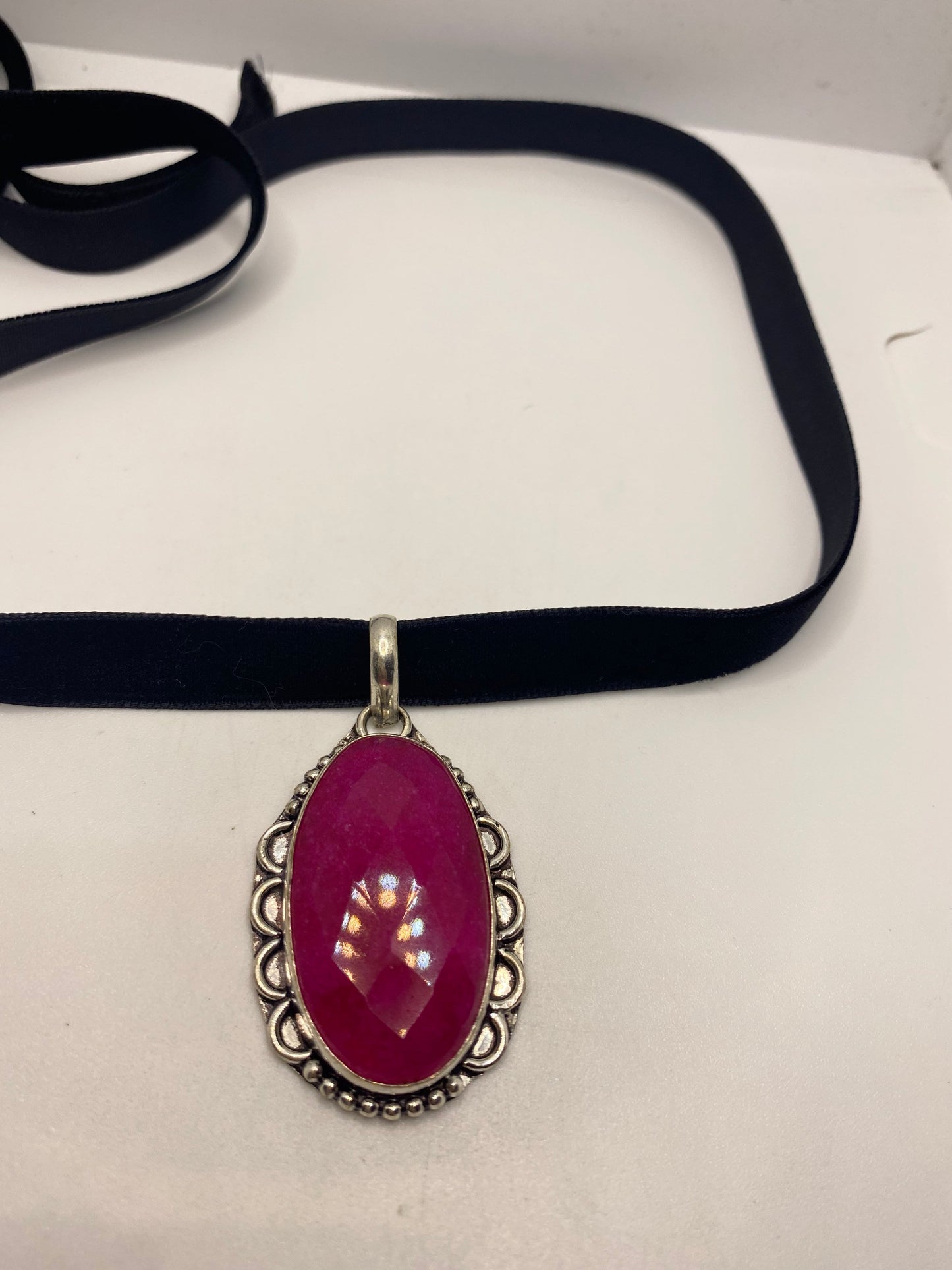 Vintage Antique Pink Raw Ruby Choker Necklace