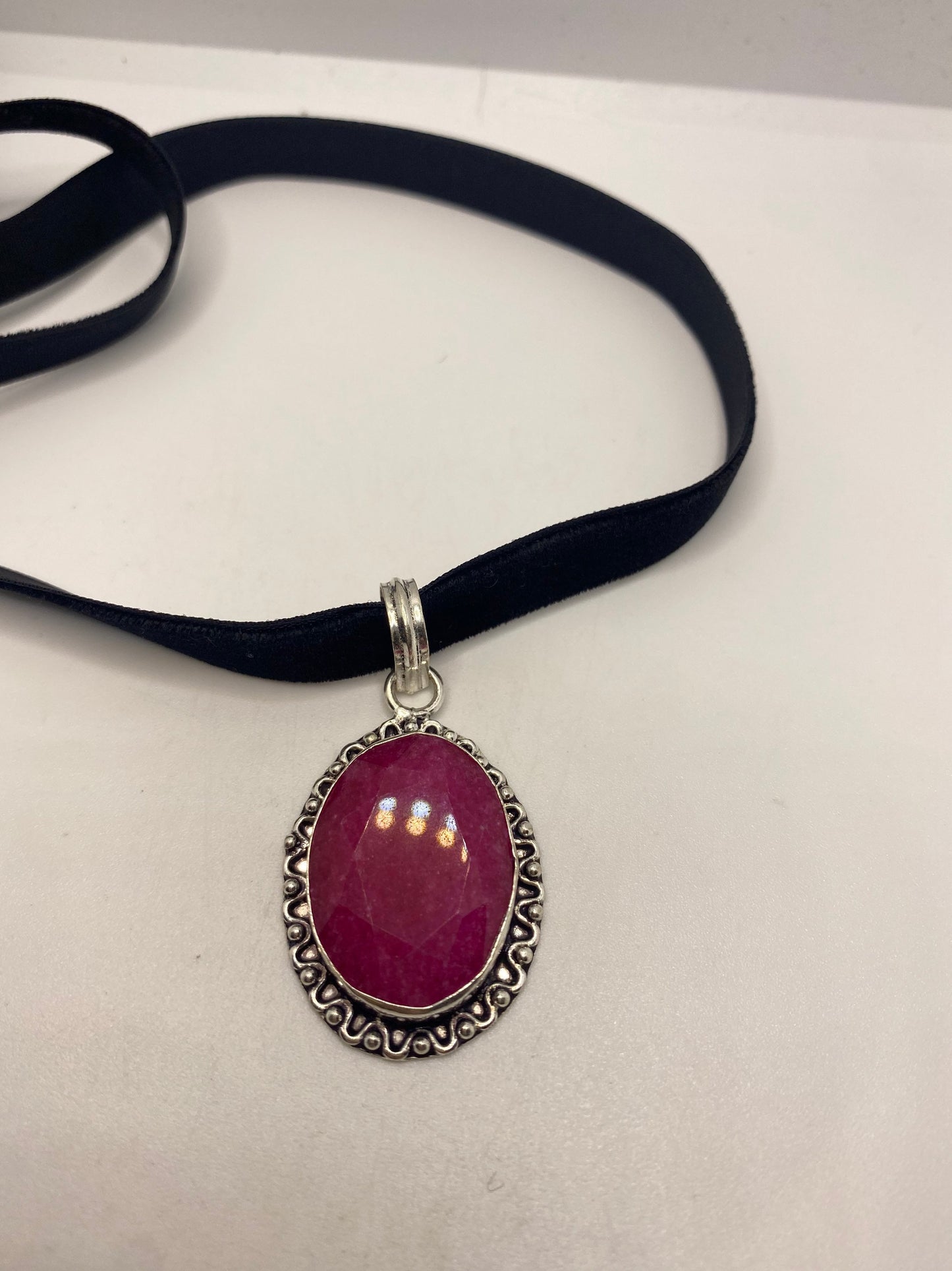 Vintage Antique Pink Raw Ruby Choker Necklace