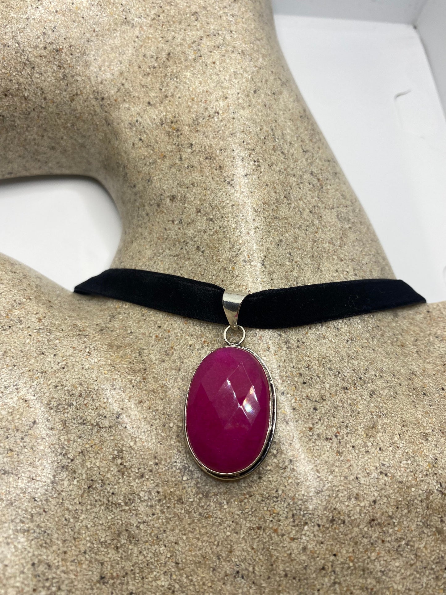 Vintage Antique Pink Raw Ruby Choker Necklace