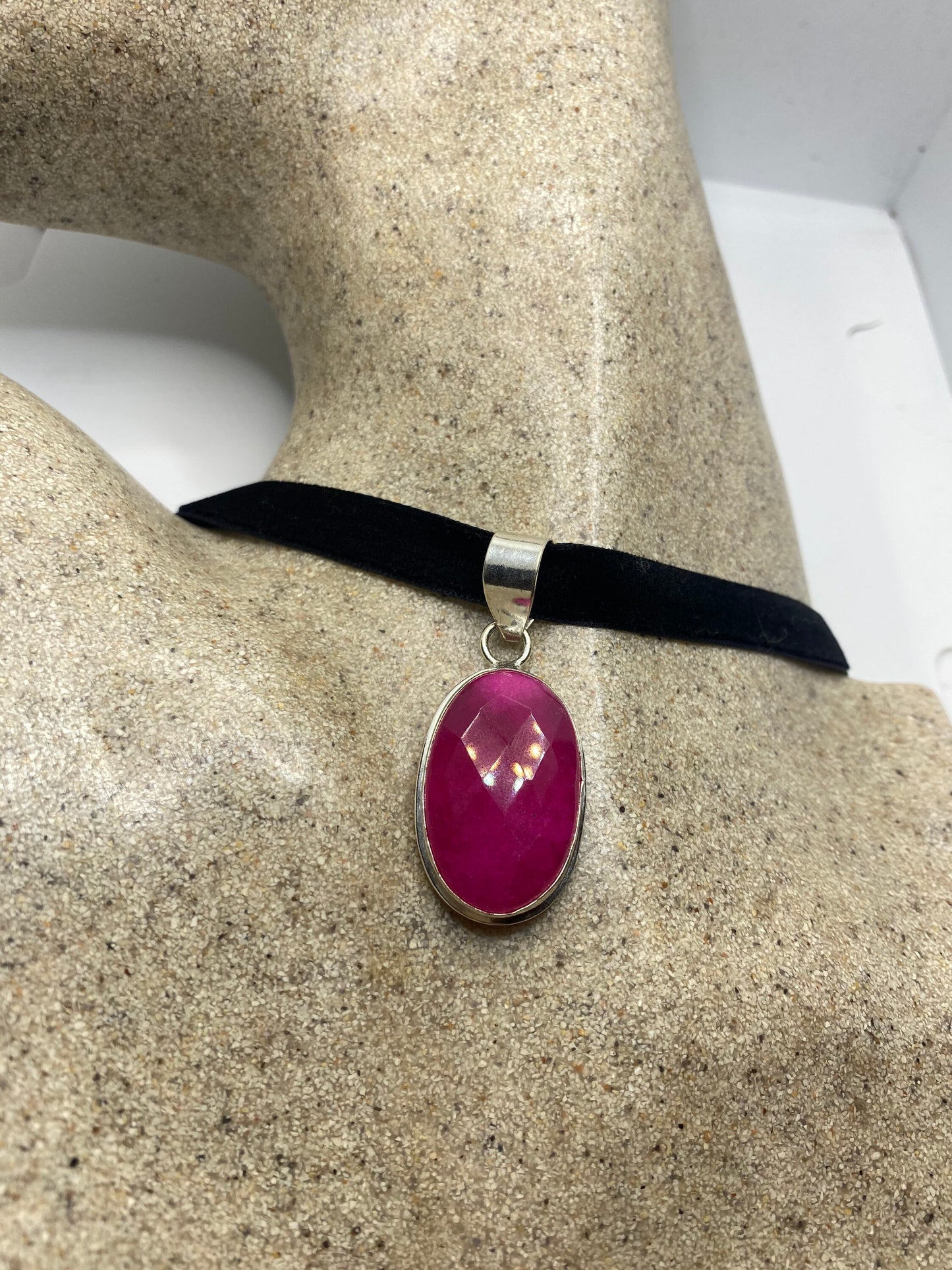 Vintage Antique Pink Raw Ruby Choker Necklace