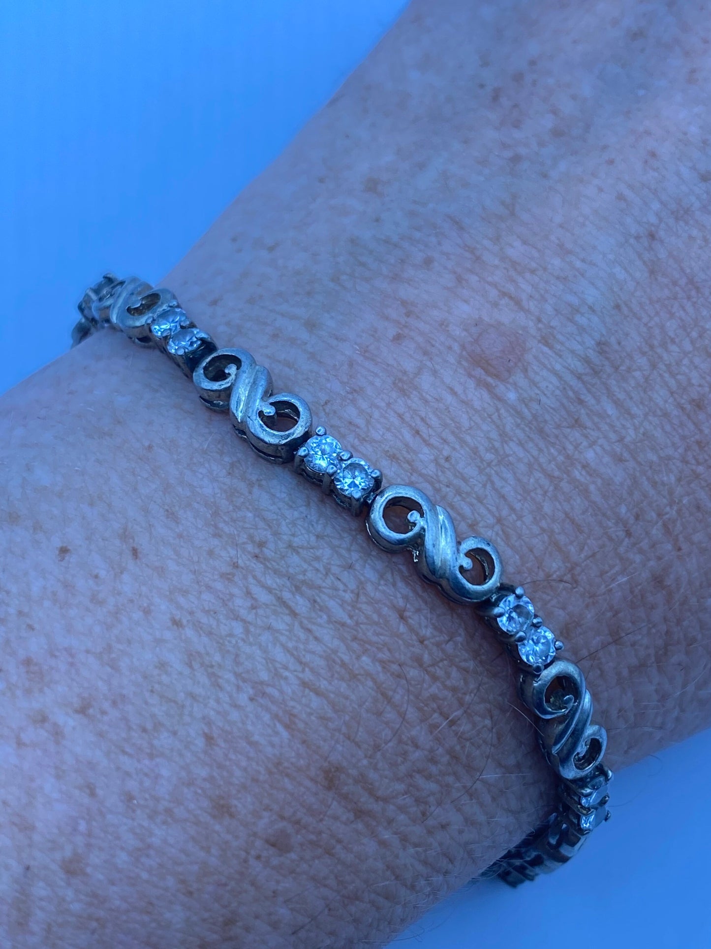 Vintage White Sapphire 925 Sterling Silver Tennis Bracelet