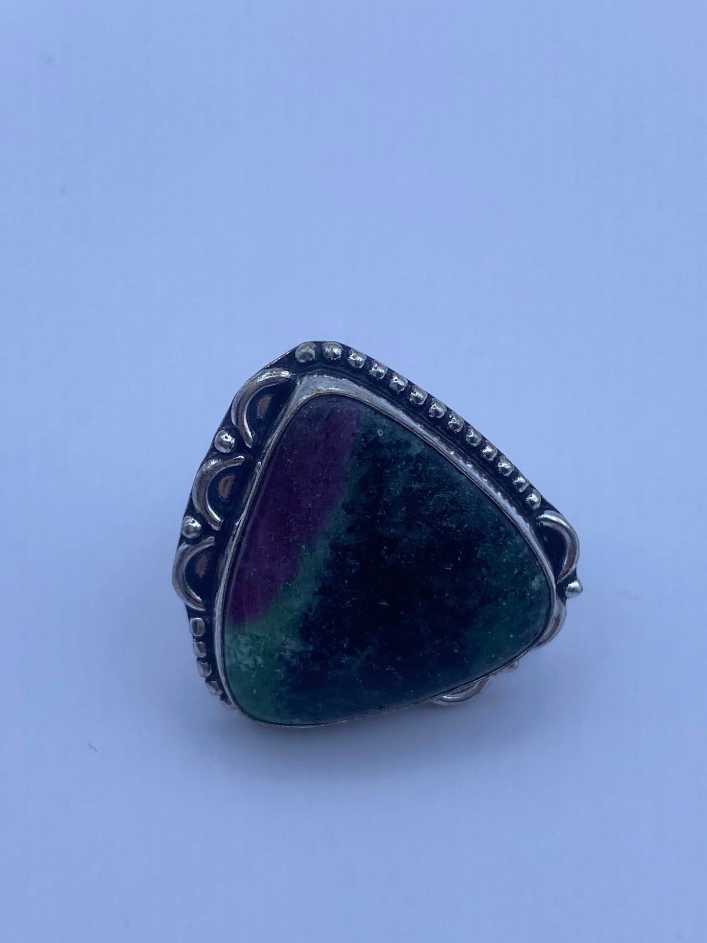 Vintage Handmade Raw Pink Ruby Zoisite Silver Gothic Ring