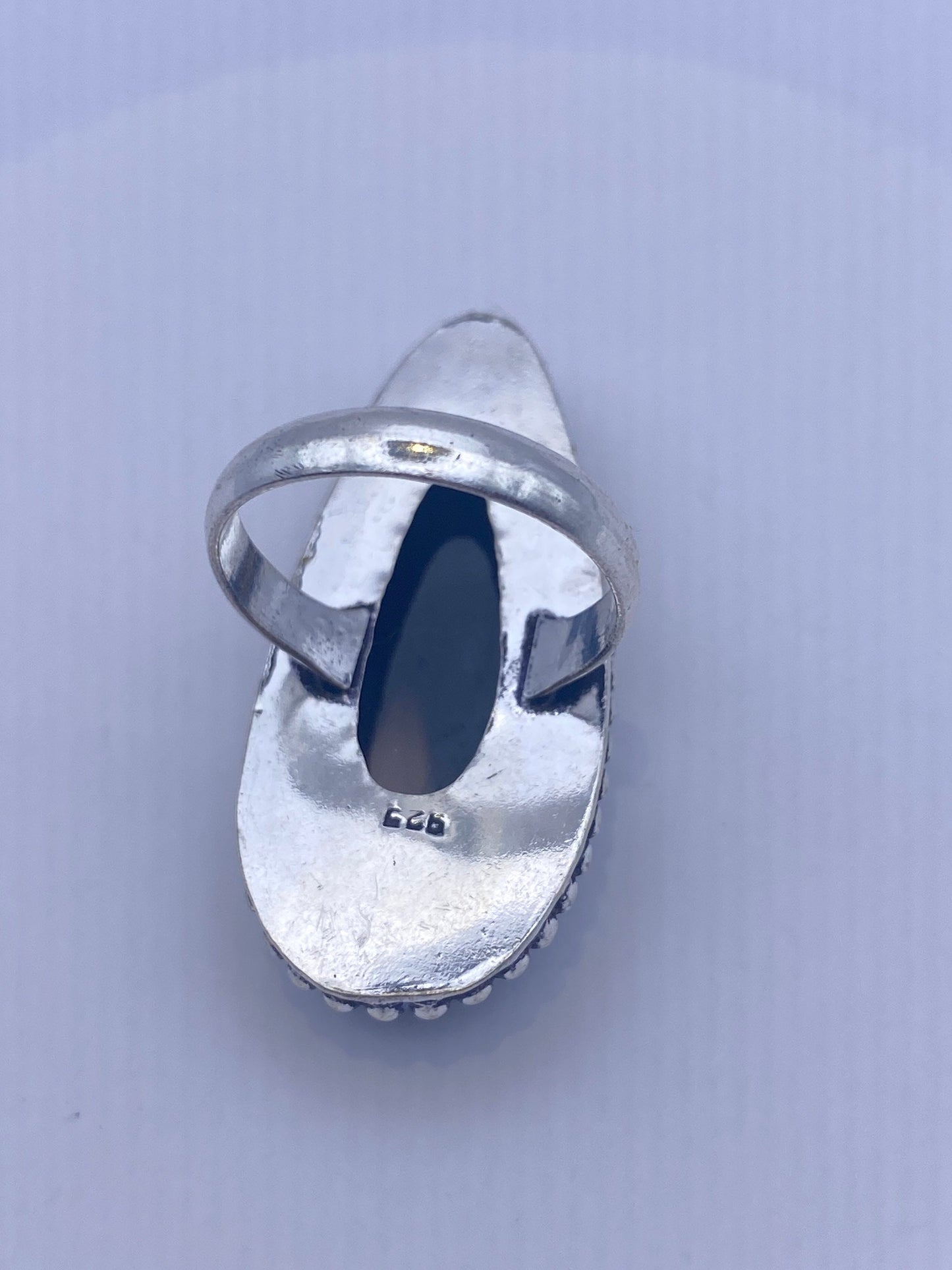 Vintage Black and White agate Cocktail Ring