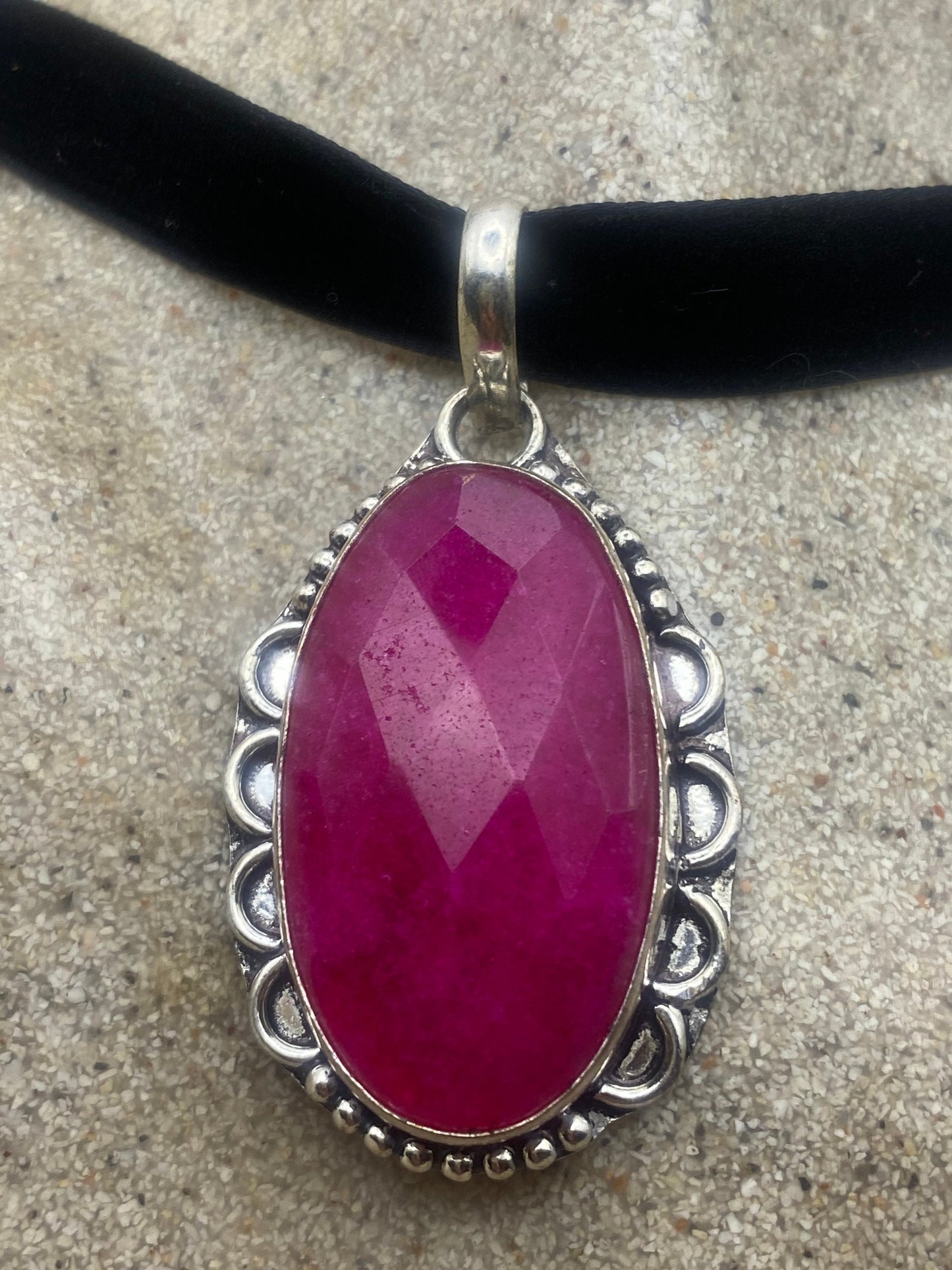 Vintage Antique Pink Raw Ruby Choker Necklace