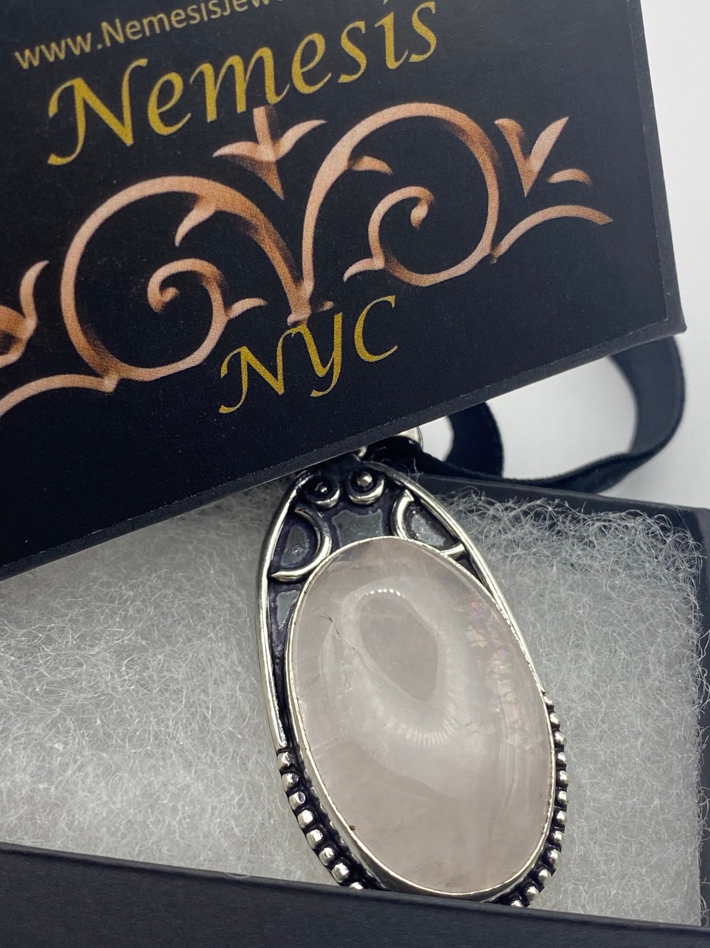 Vintage Rose Quartz Choker Pendant