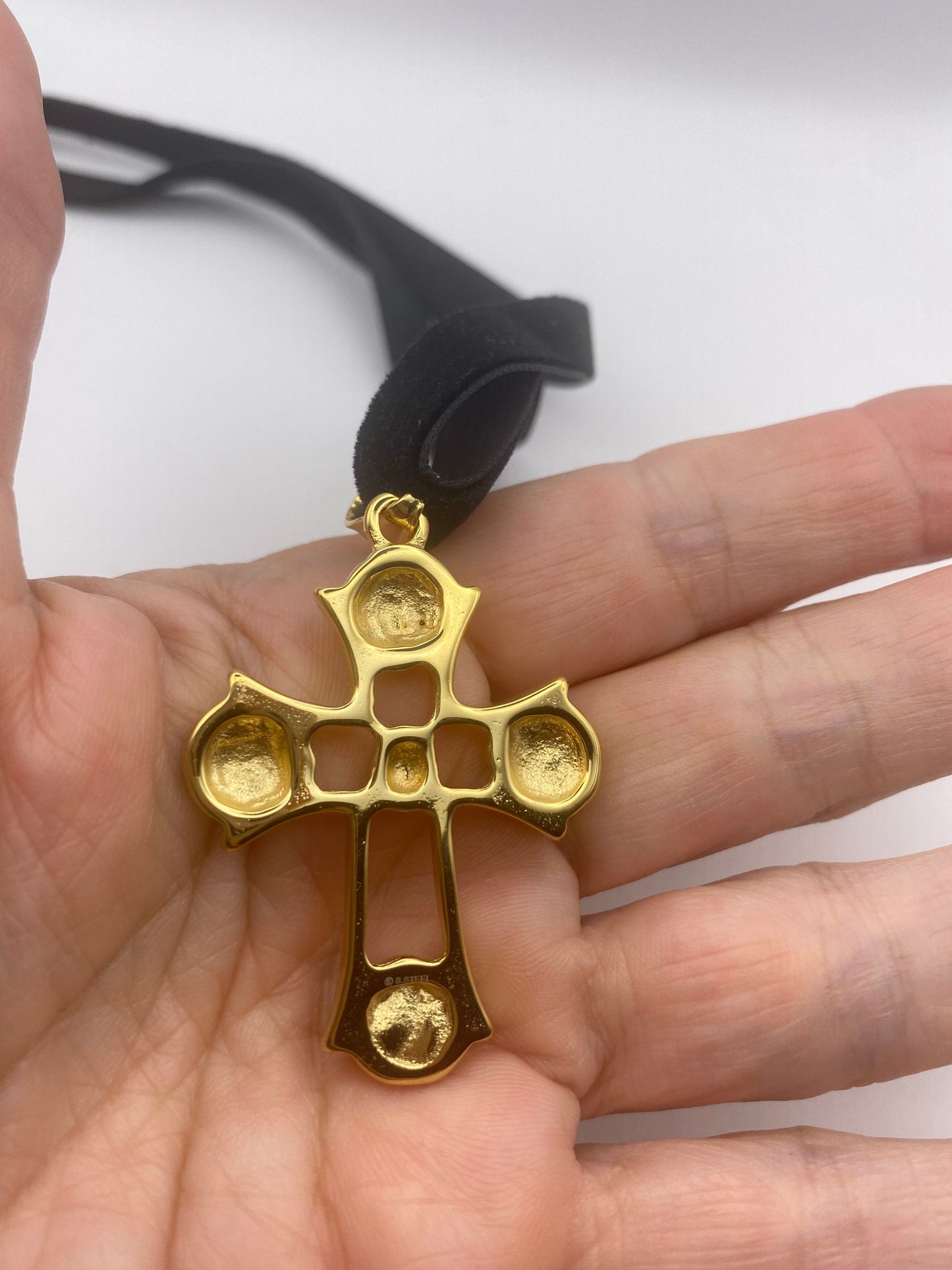 vintage Celtic Skull Gold Stainless Steel Cross pendant necklace