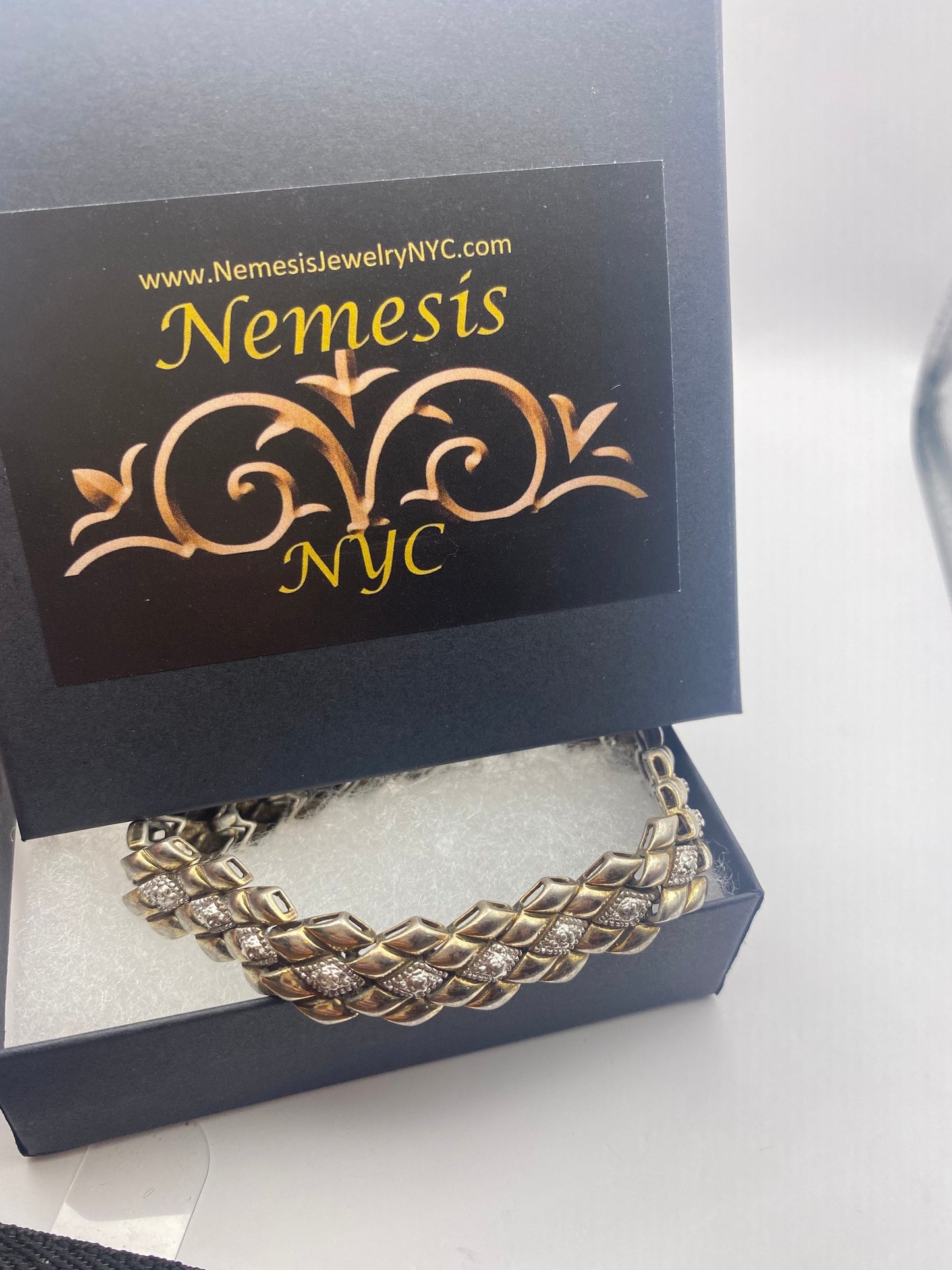 Vintage Diamond Bracelet Deco Gold 925 Sterling Silver