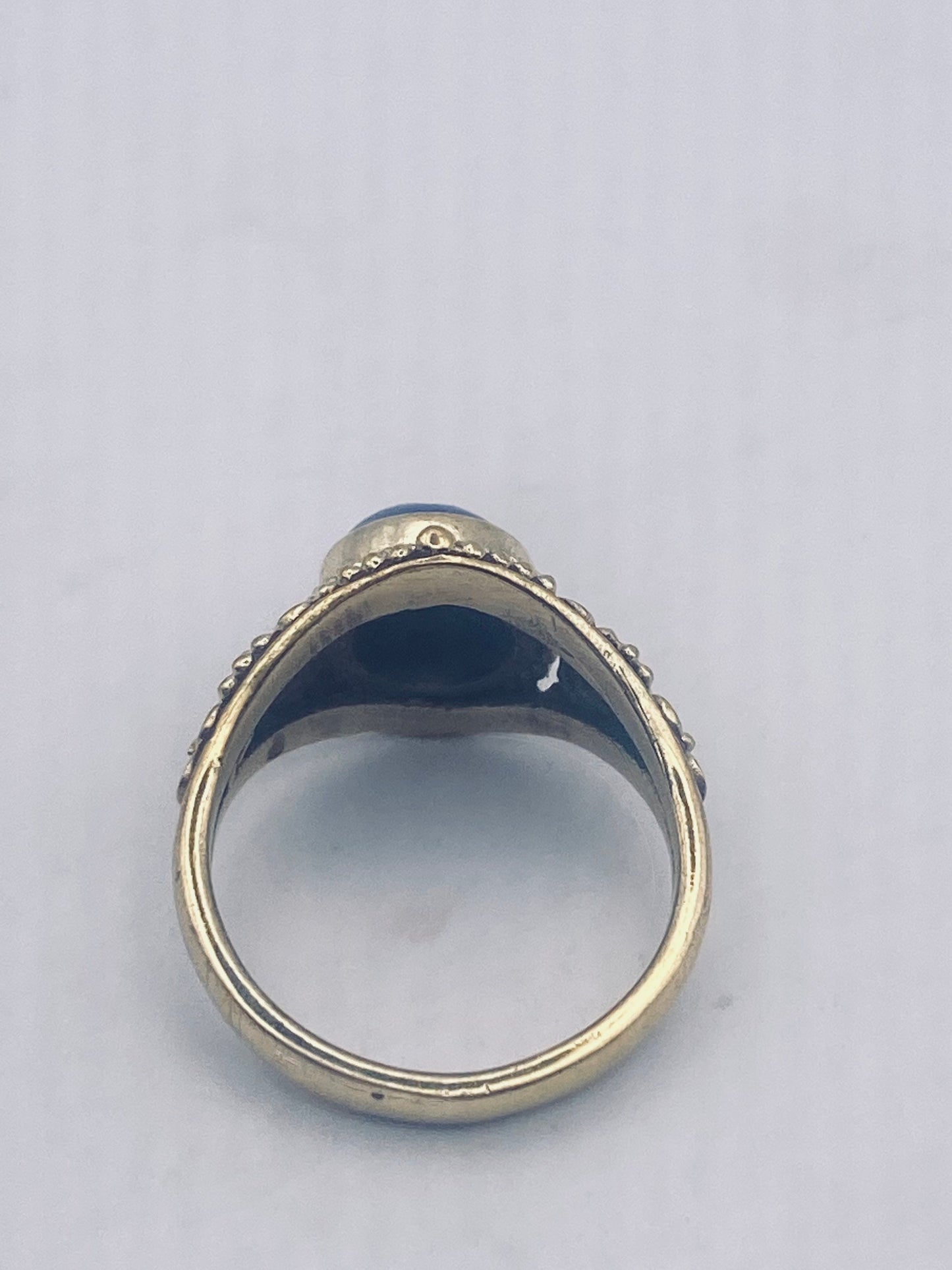 Vintage Blue Lapis Lazuli Golden Bronze Cocktail Ring