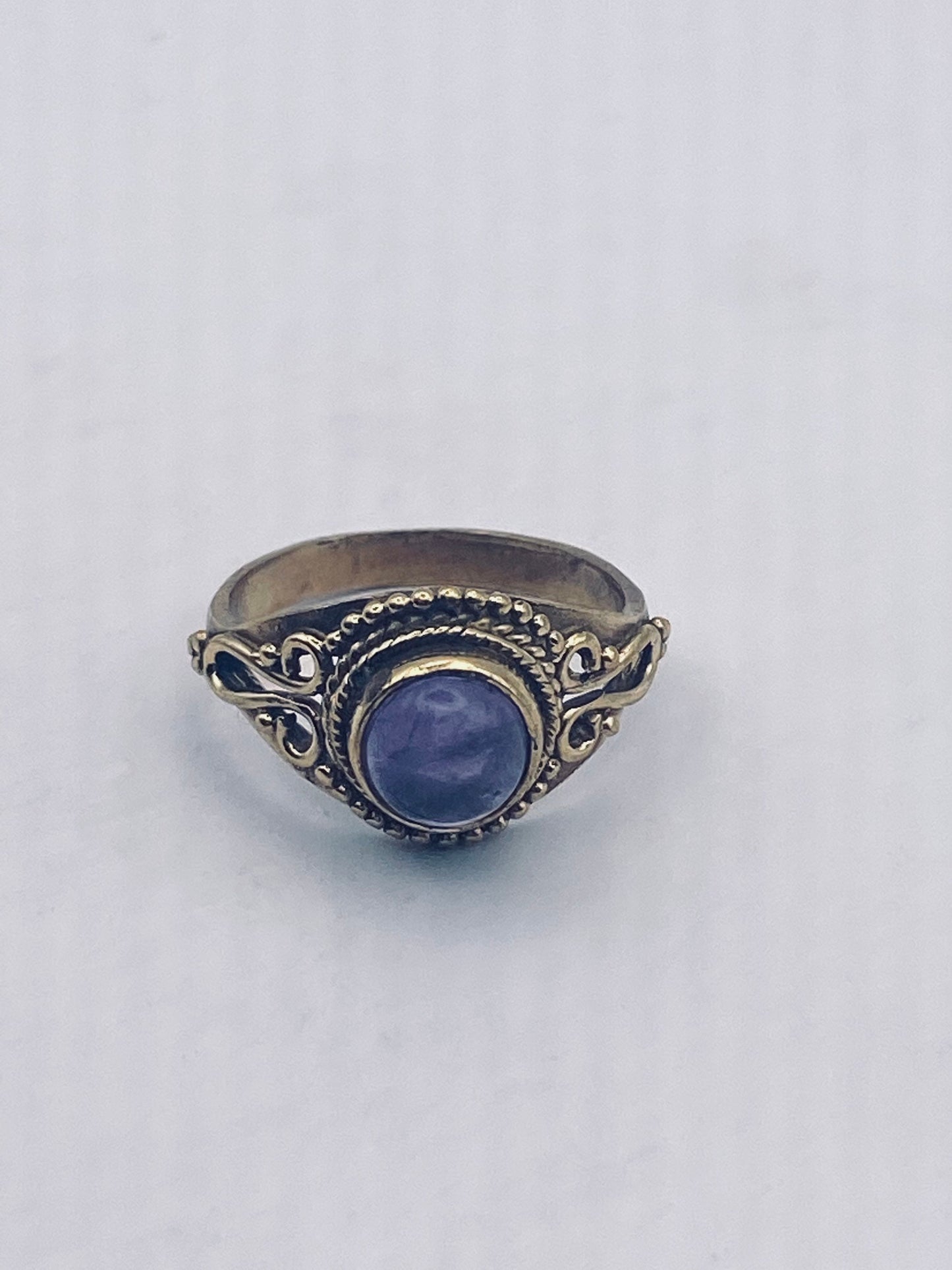 Vintage Purple Amethyst Gold Bronze Cocktail Ring