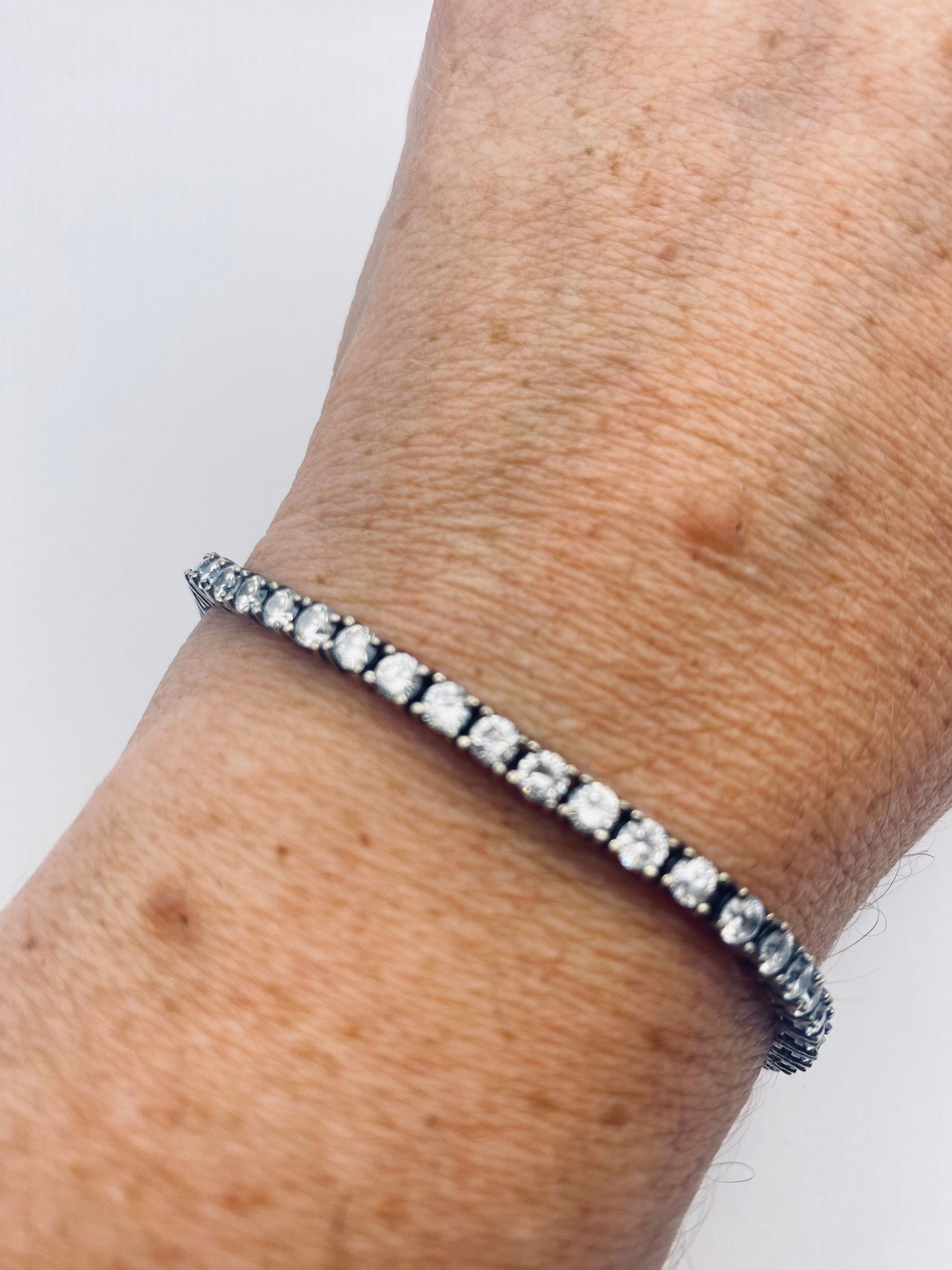 Vintage Cubic Zirconia Bracelet 925 Sterling Silver