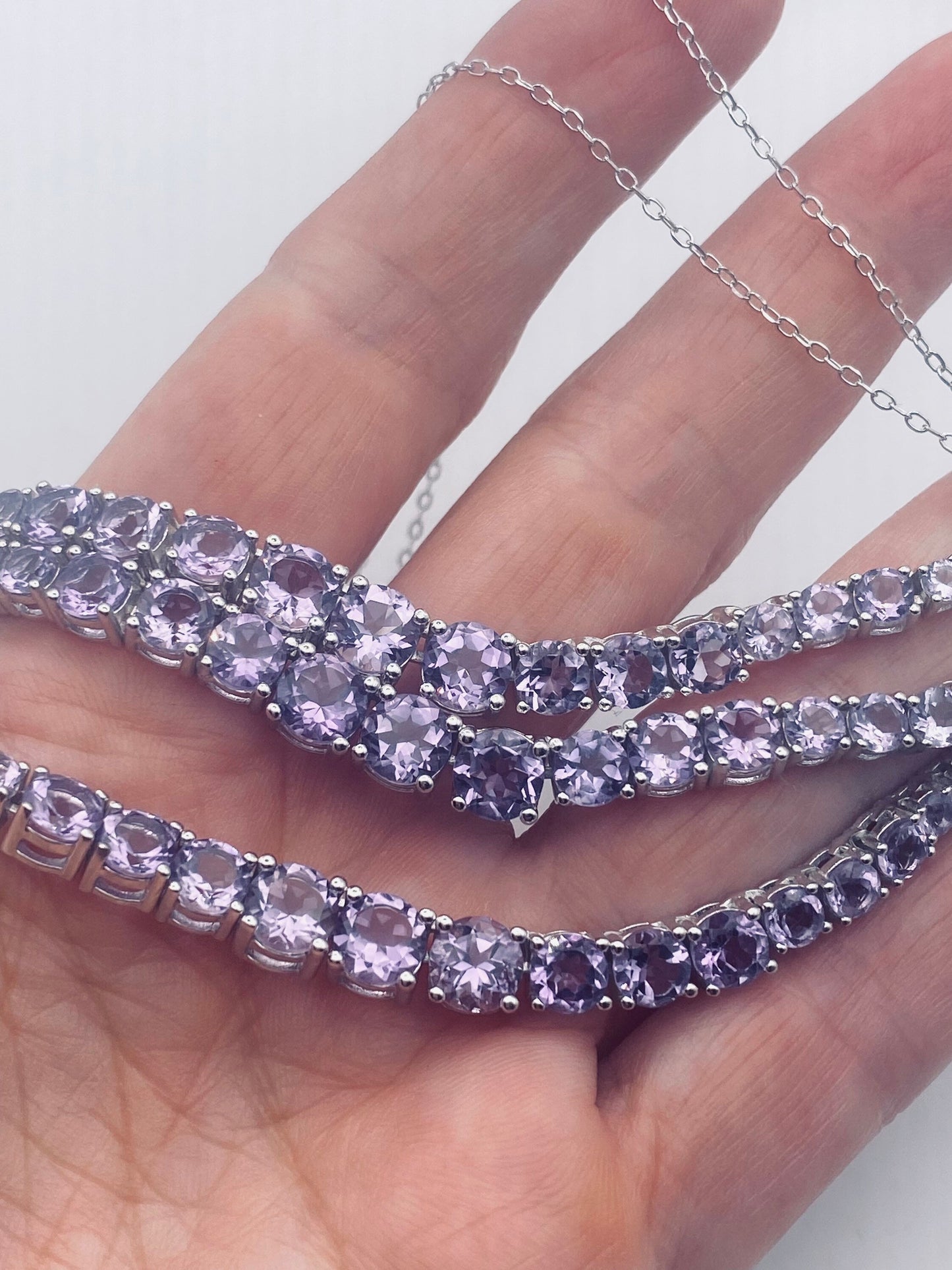 Vintage Deco Purple Amethyst 925 Sterling Silver Necklace