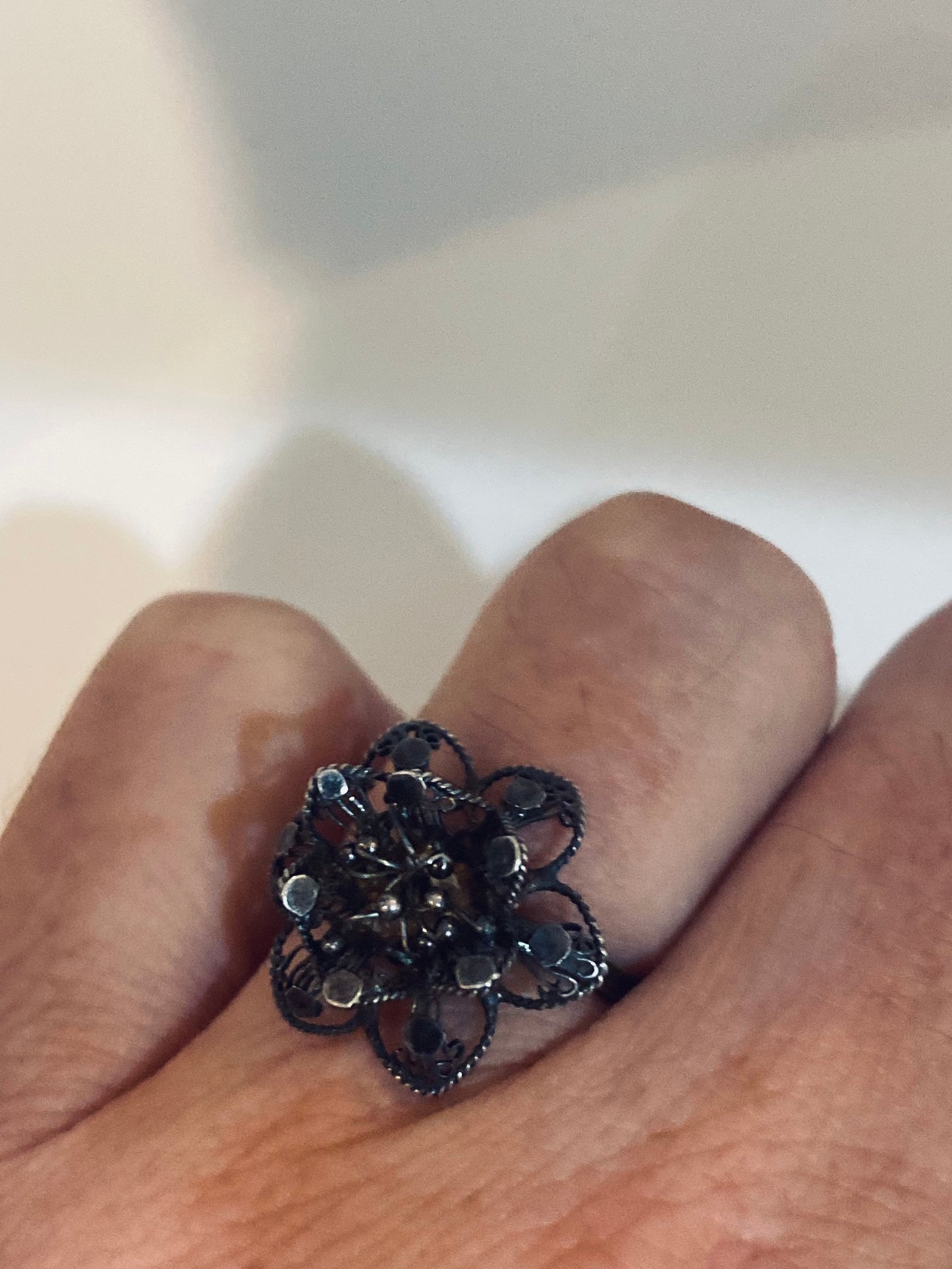 Vintage 925 Sterling Silver Filigree Ring
