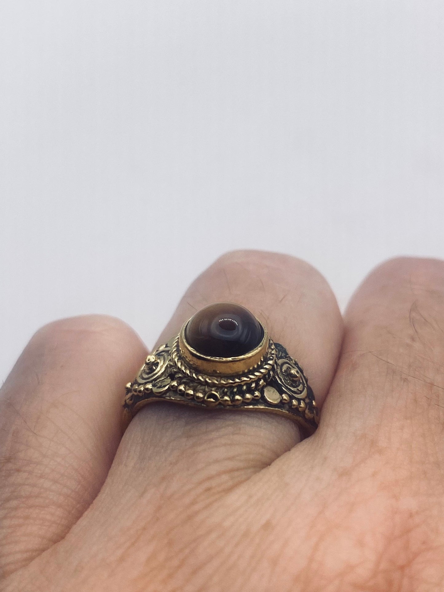Vintage Tigers Eye Golden Bronze Cocktail Ring