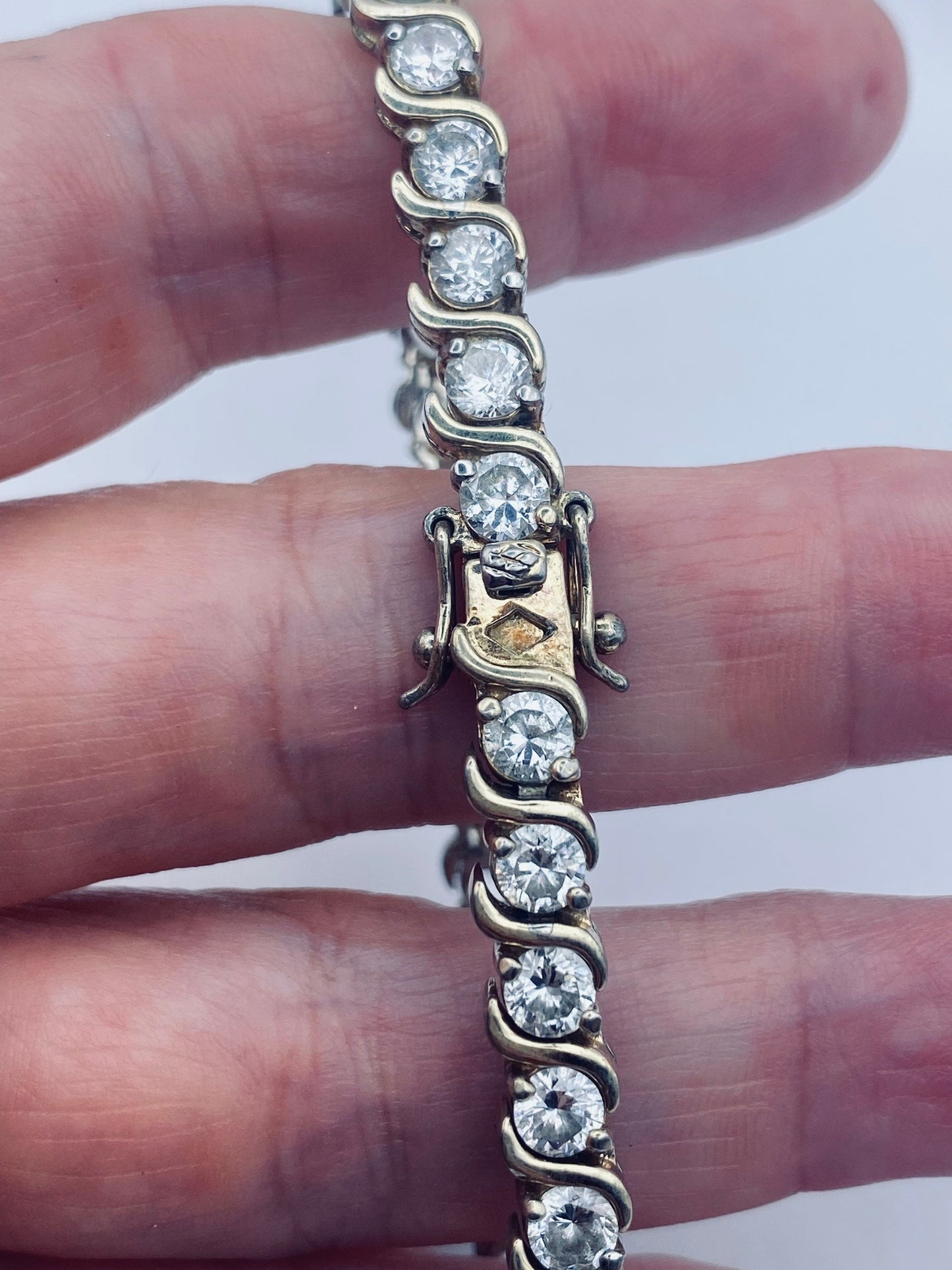 Vintage Cubic Zirconia Bracelet 925 Sterling Silver