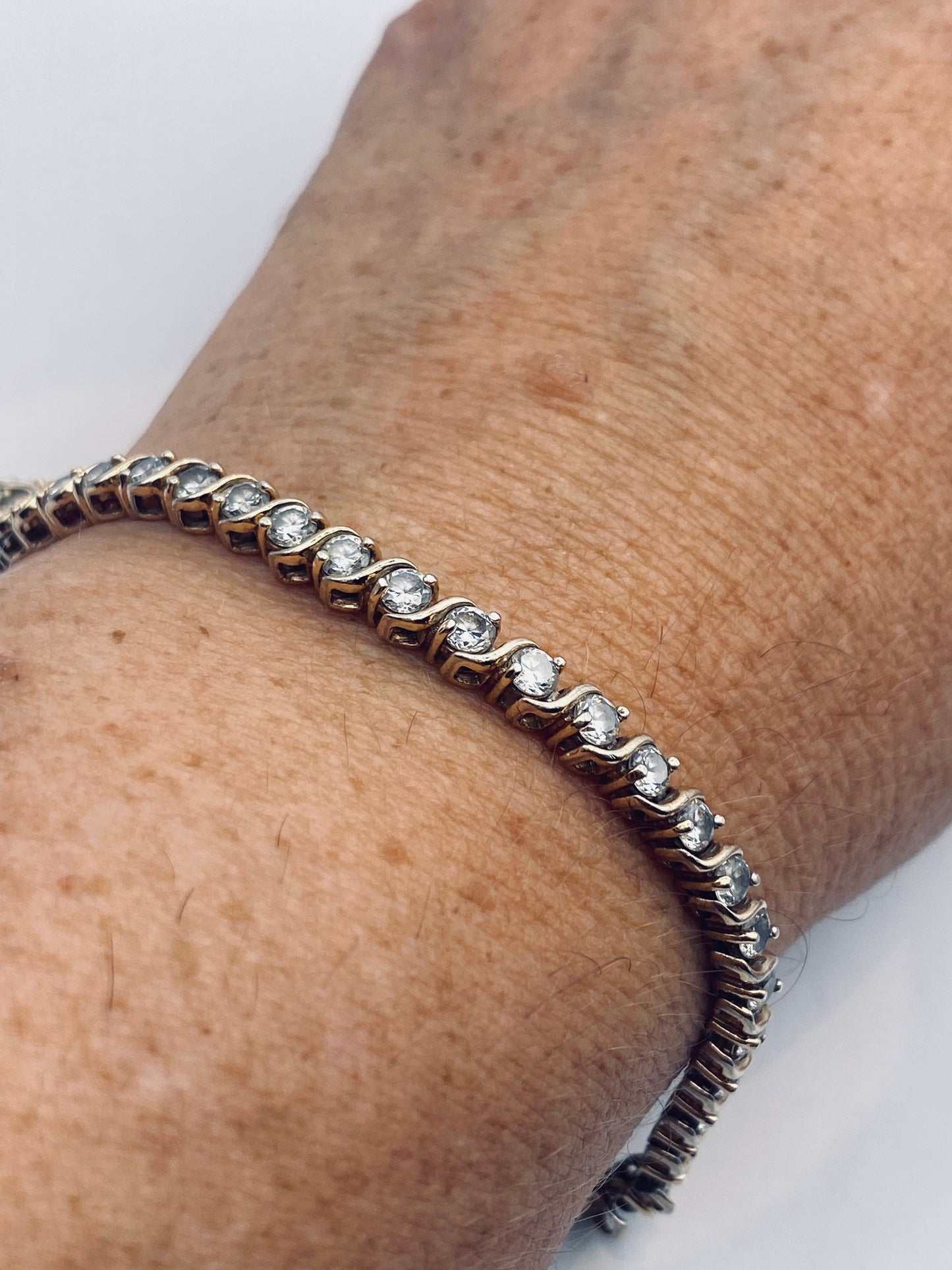 Vintage Cubic Zirconia Bracelet 925 Sterling Silver