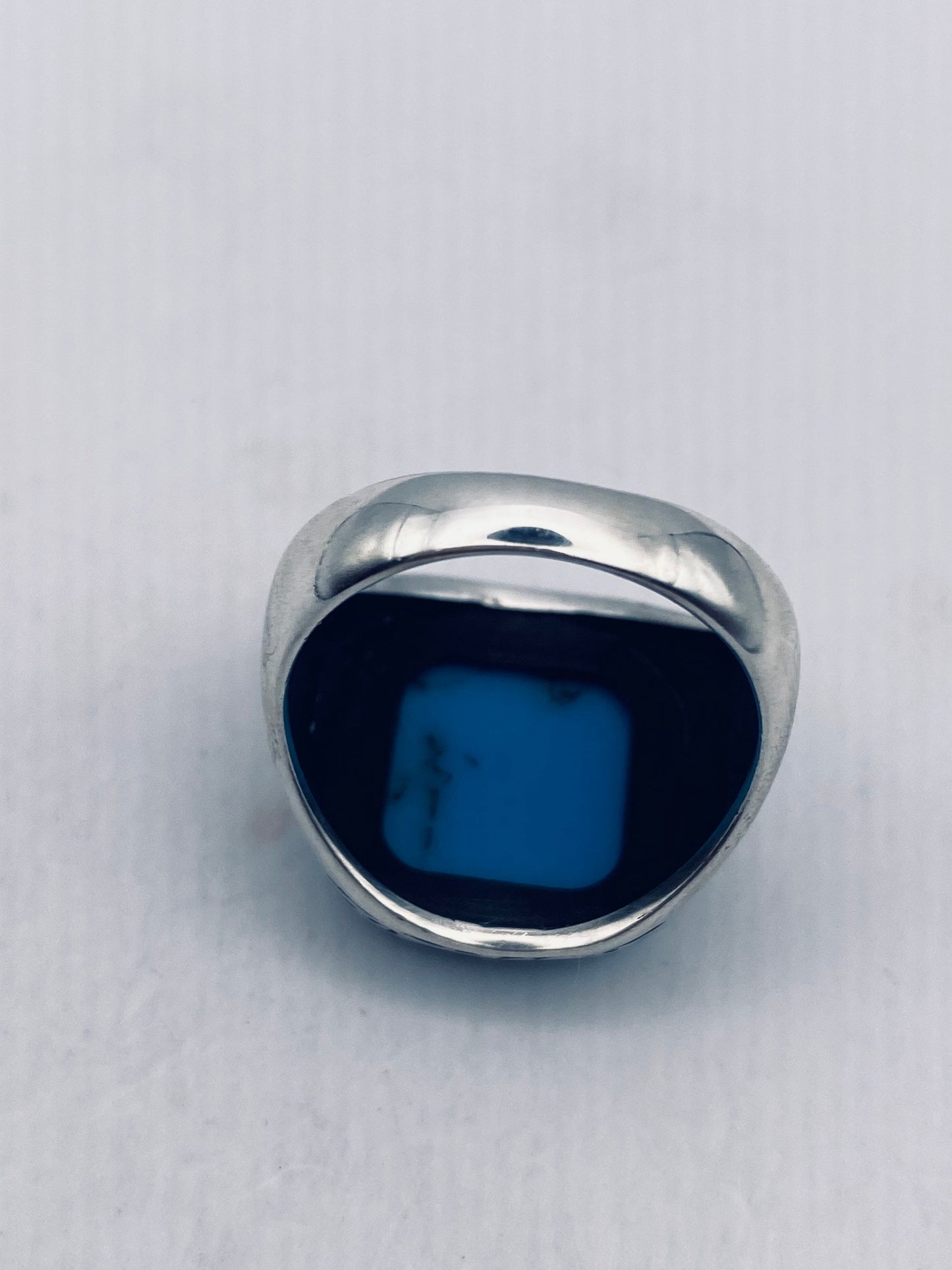 Vintage Turquoise Howlite Mens Ring in 925 Sterling Silver
