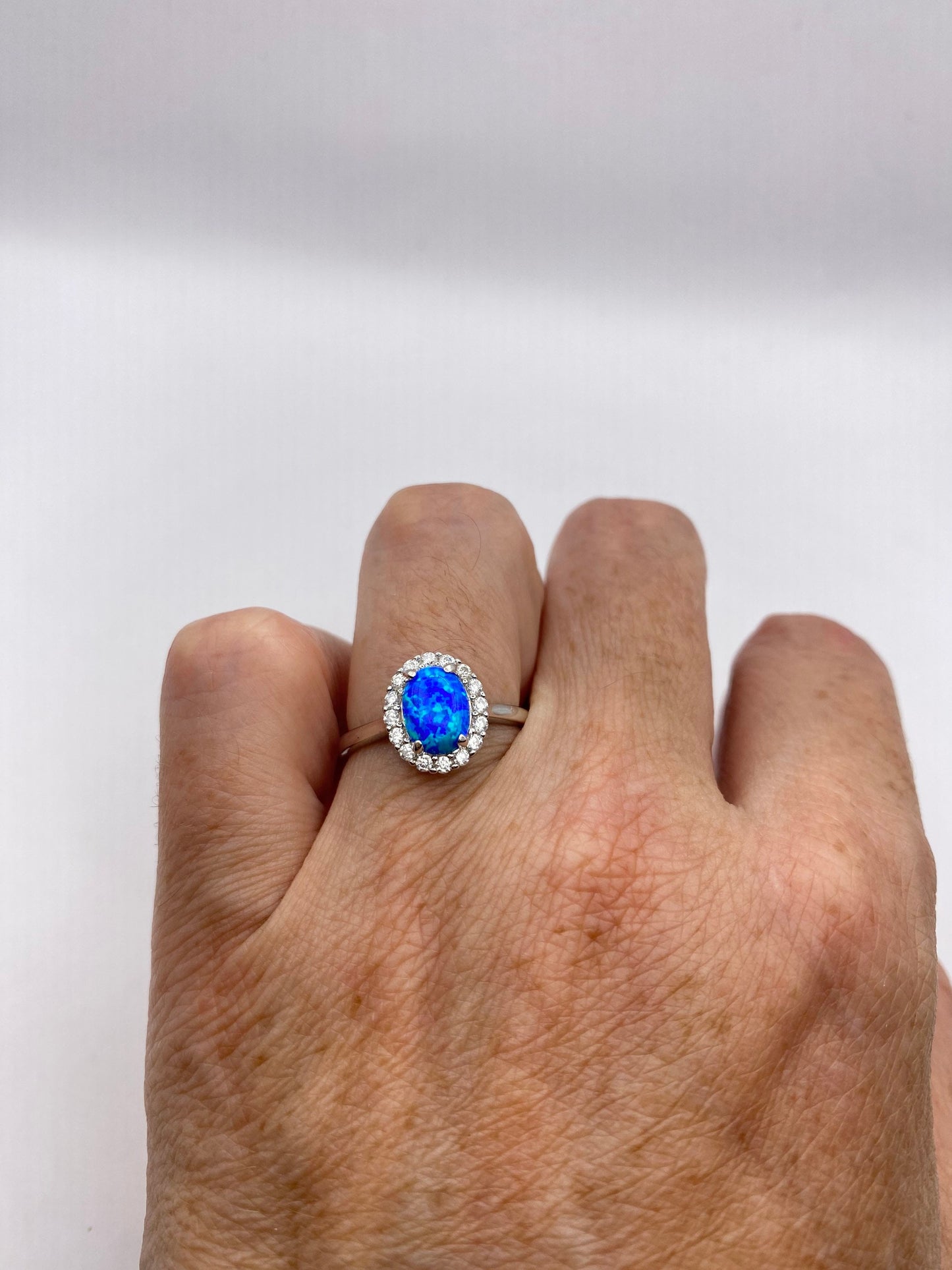 Vintage Ethiopian Fire Opal Wedding Band 925 Sterling Silver Ring