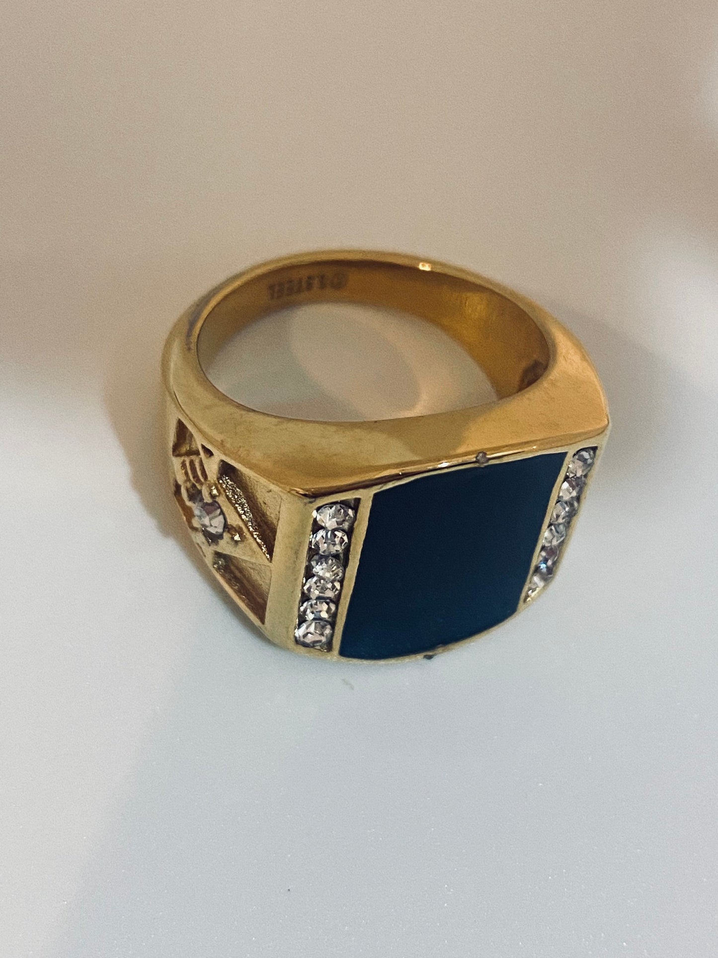 Vintage Gothic Golden Stainless Steel Free Mason G Men Ring