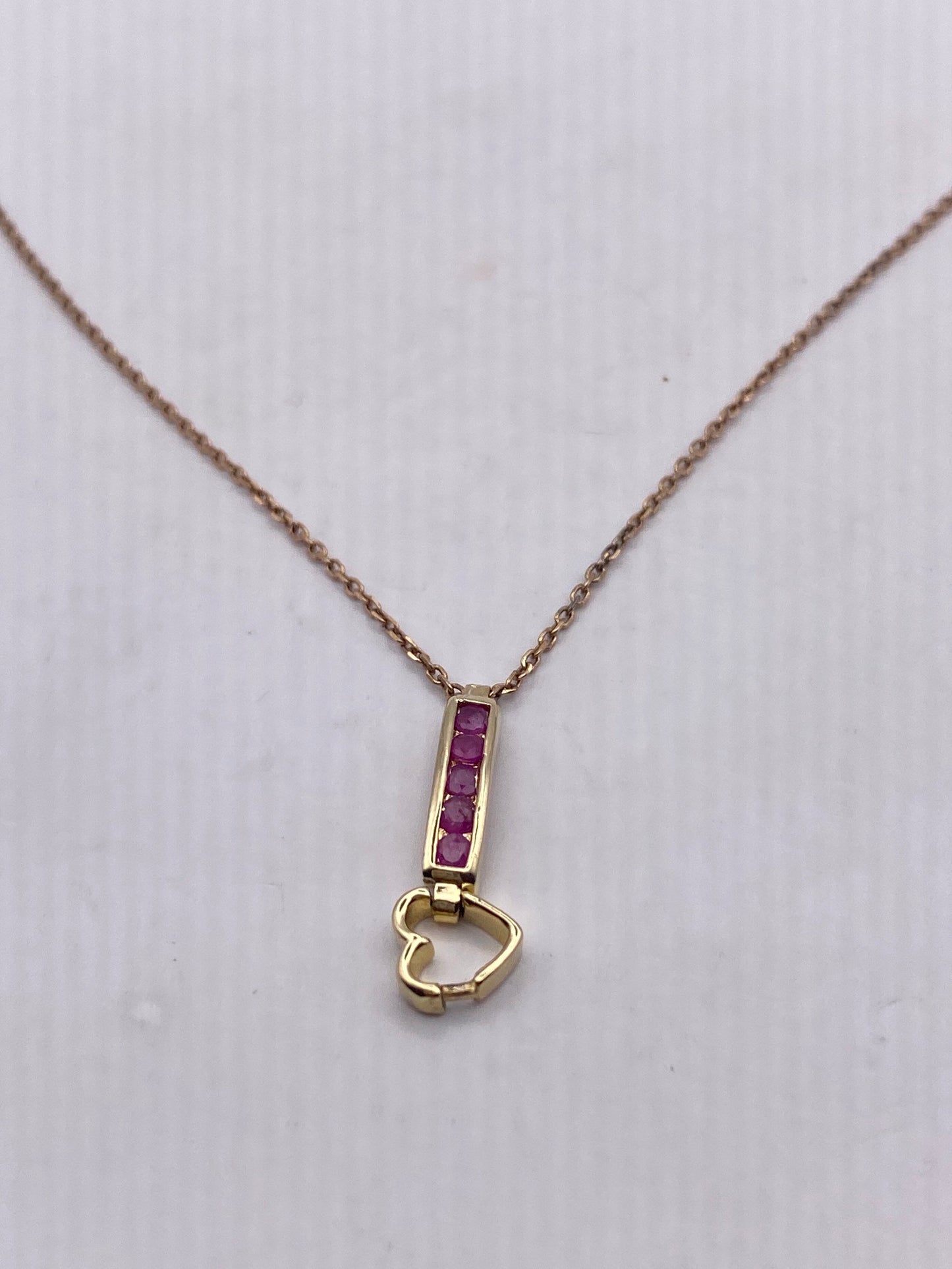 Vintage Ruby Golden 925 Sterling Silver Necklace