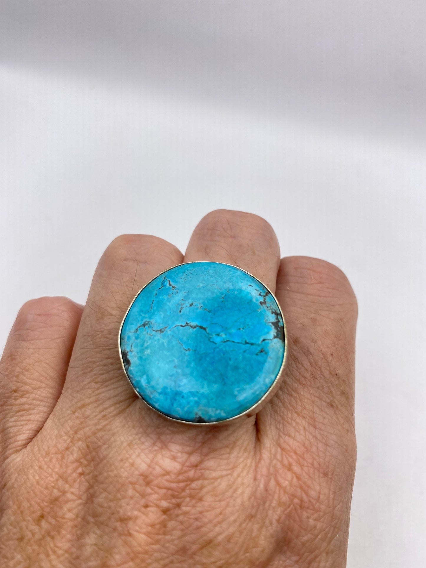 Vintage Blue Genuine Tibetan Turquoise Ring Size 7.5