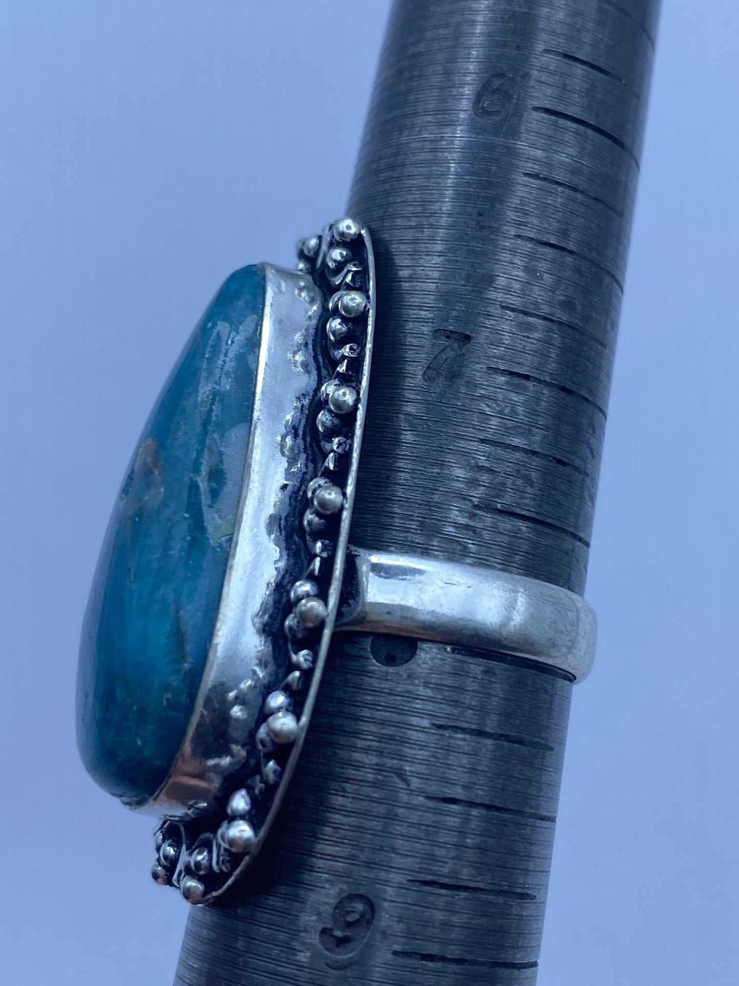 Vintage Genuine Blue White Rainbow Moonstone Ring