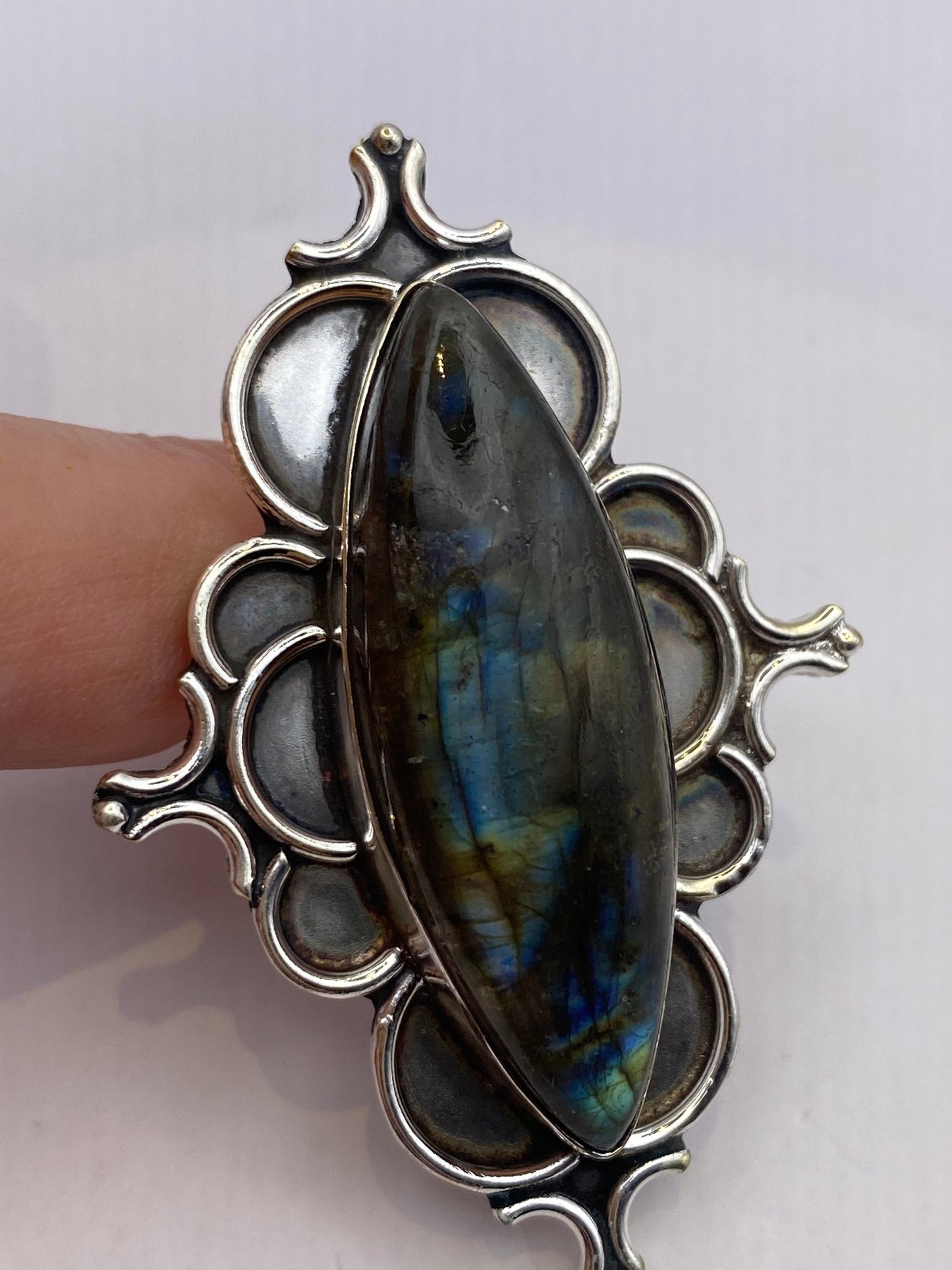 Vintage Rainbow Labradorite Statement Ring