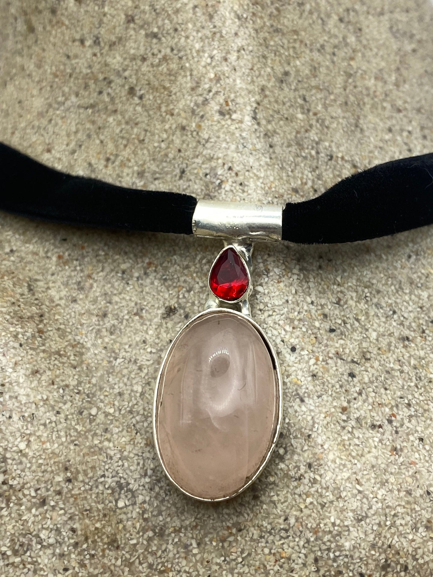 Vintage Antique Pink Rose Quartz Choker Necklace