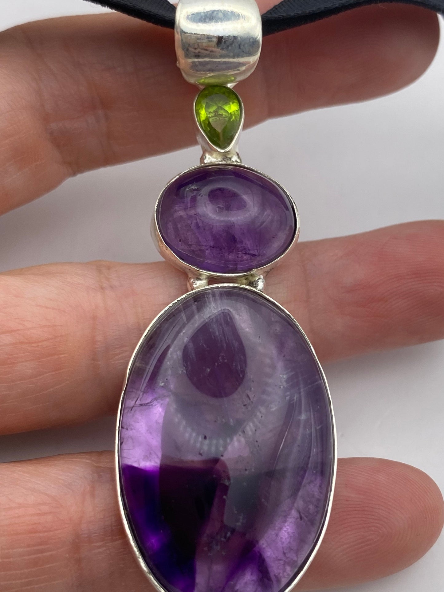 Vintage Purple Amethyst Choker Bohemian Cabochon Droplet Necklace