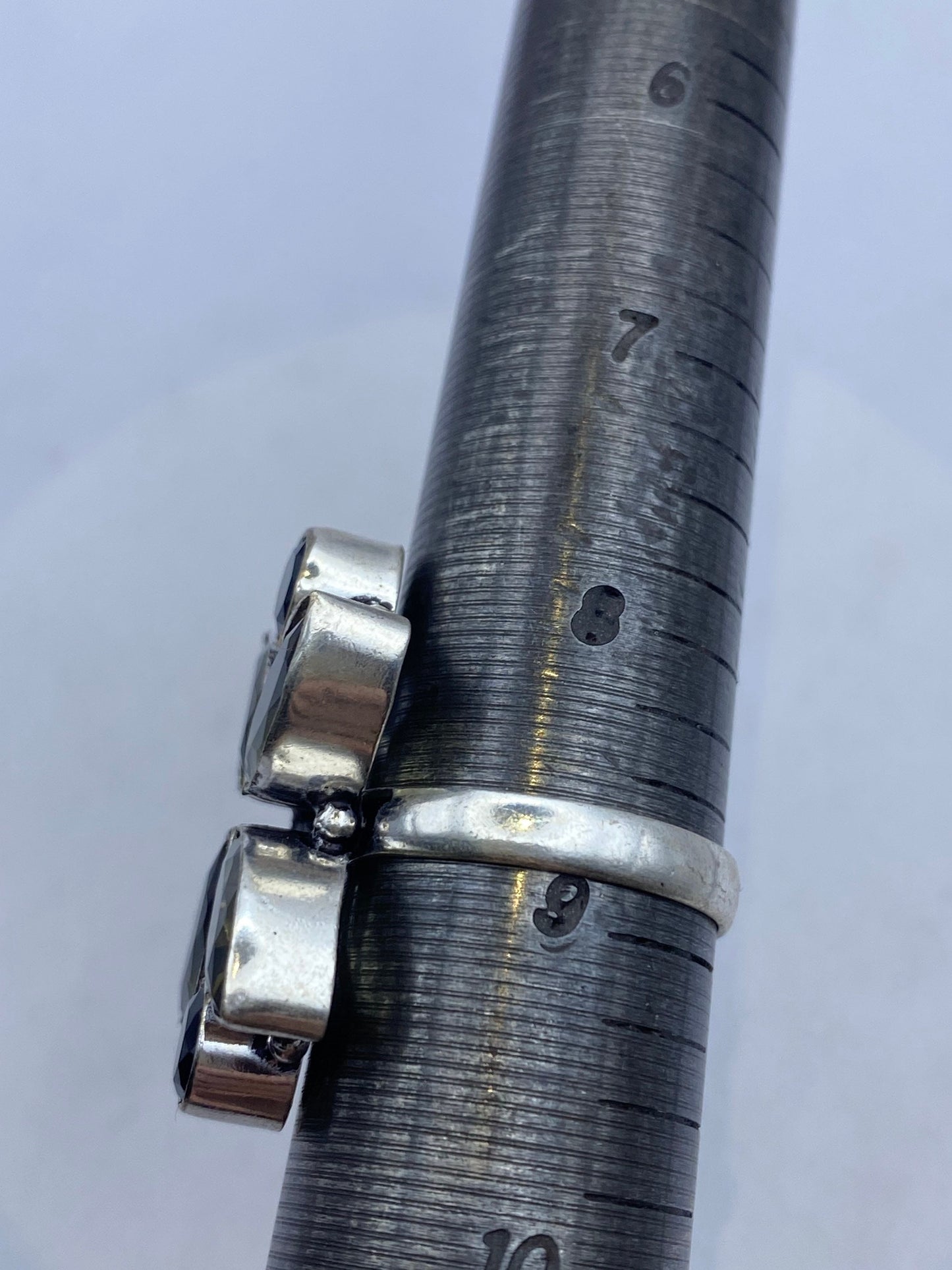Vintage Black Onyx Smoky Topaz Silver Cocktail Ring