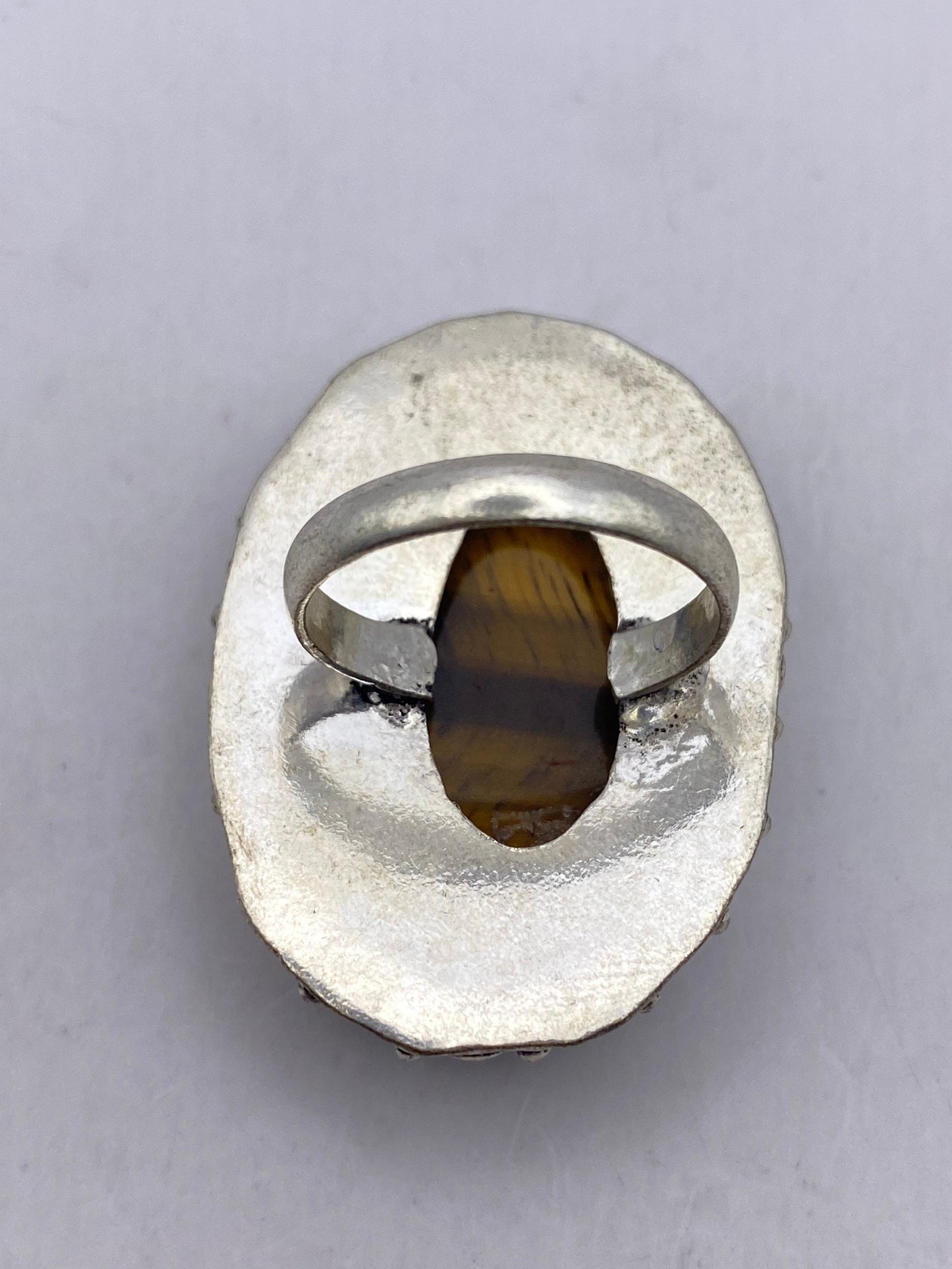Vintage Tigers Eye Stone Silver Ring