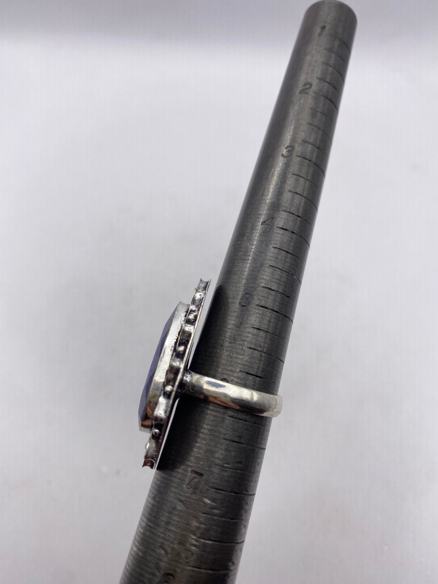 Vintage Deep Blue Sapphire White Bronze Silver Cocktail Ring