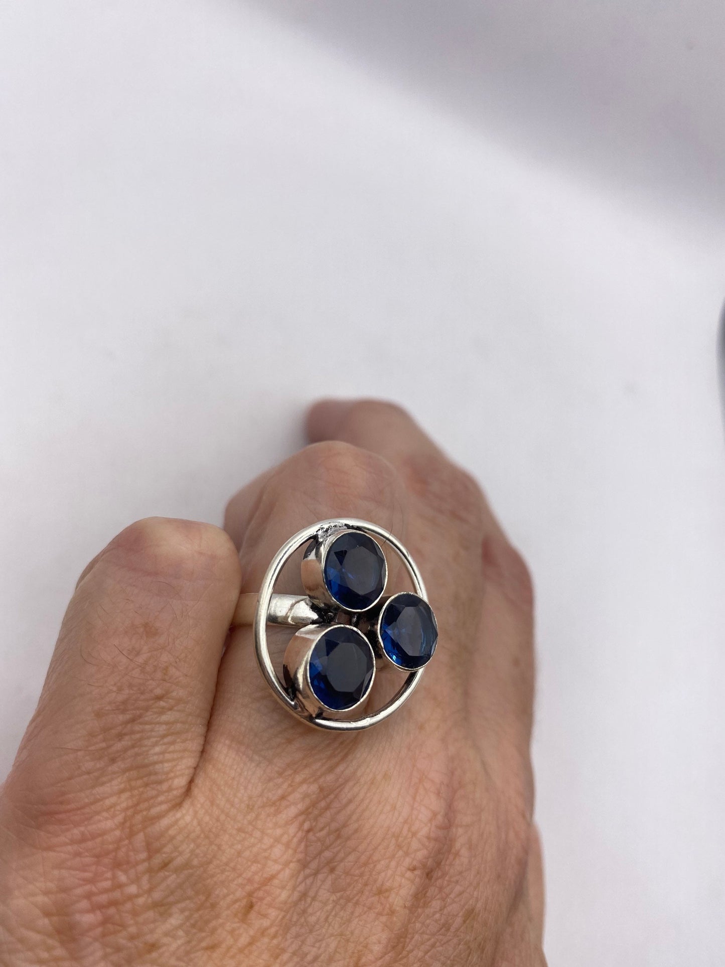 Vintage Blue Iolite Crystal Ring Size 7.5