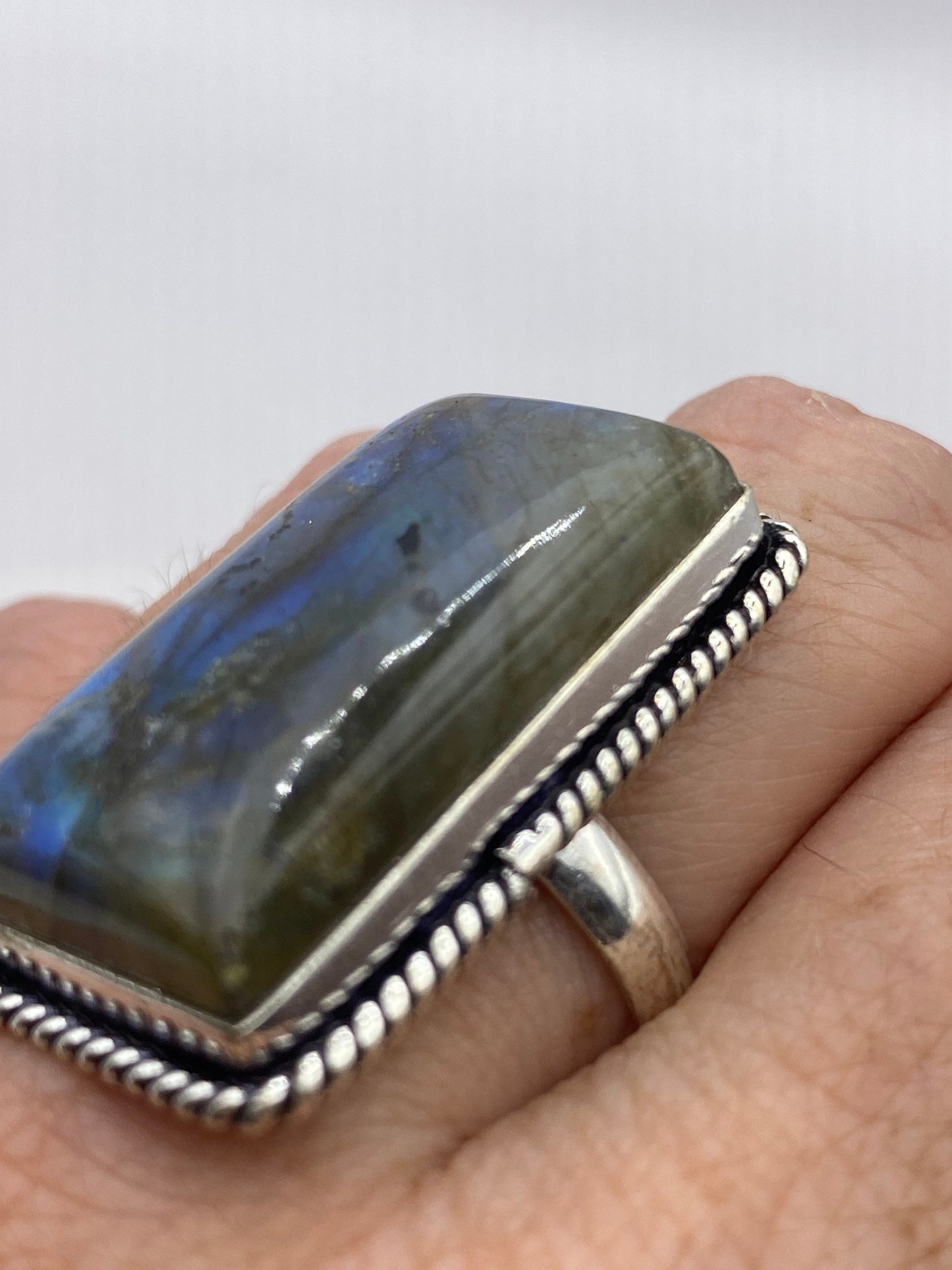 Vintage Rainbow Labradorite Statement Ring