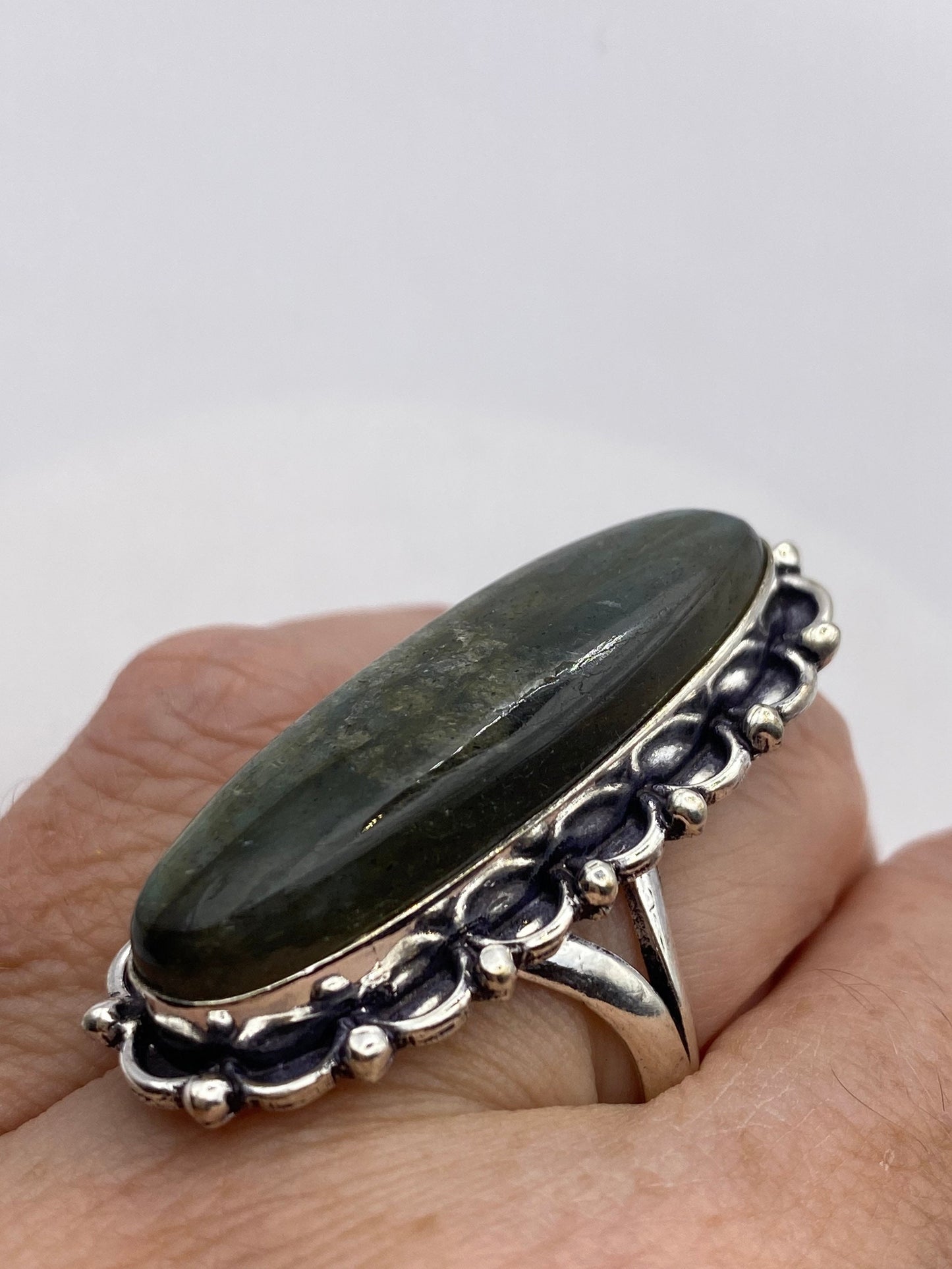Vintage Rainbow Labradorite Statement Ring